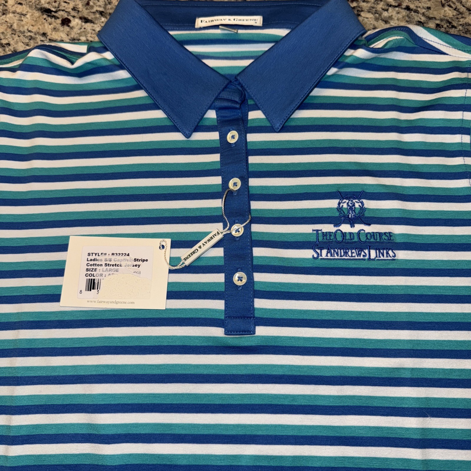 Fairway Greene, St Andrews Old Course Logo Golf Polo Shirt, Women’s Large) NWT