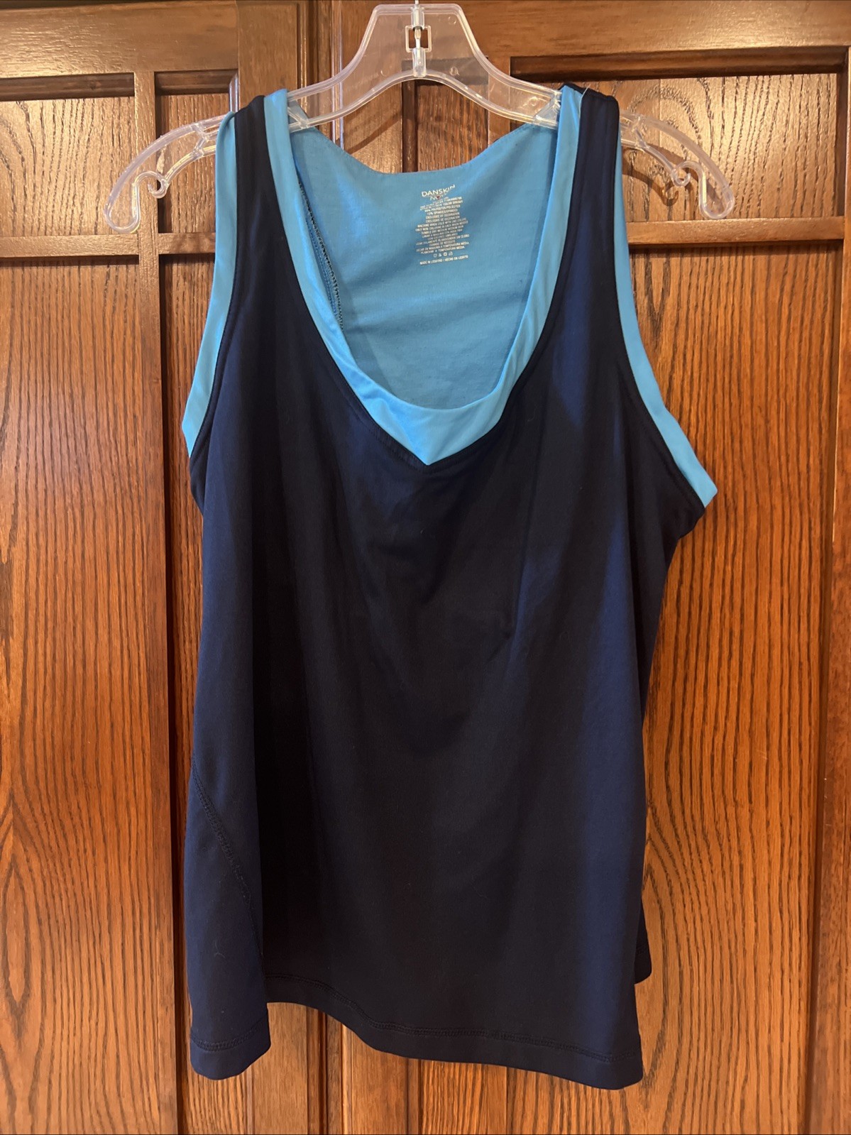 Danskin Now Womens Athletic Tank Top Size XXL/2XL Activewear Blue Trim Layered