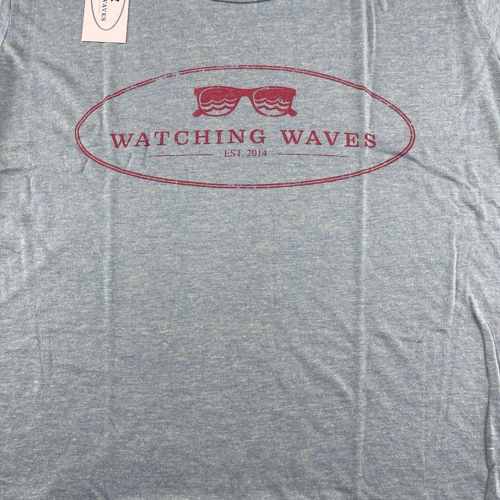 Watching Waves Medium Womens Light Green Tee Shirt Top Private Selection Apparel