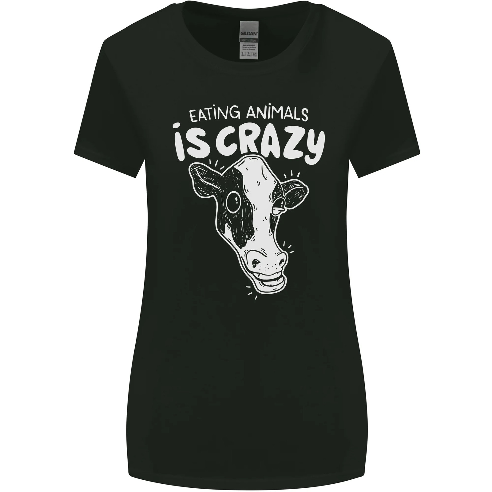 Eating Animals Is Crazy Vegetarian Vegan Womens Wider Cut T-Shirt