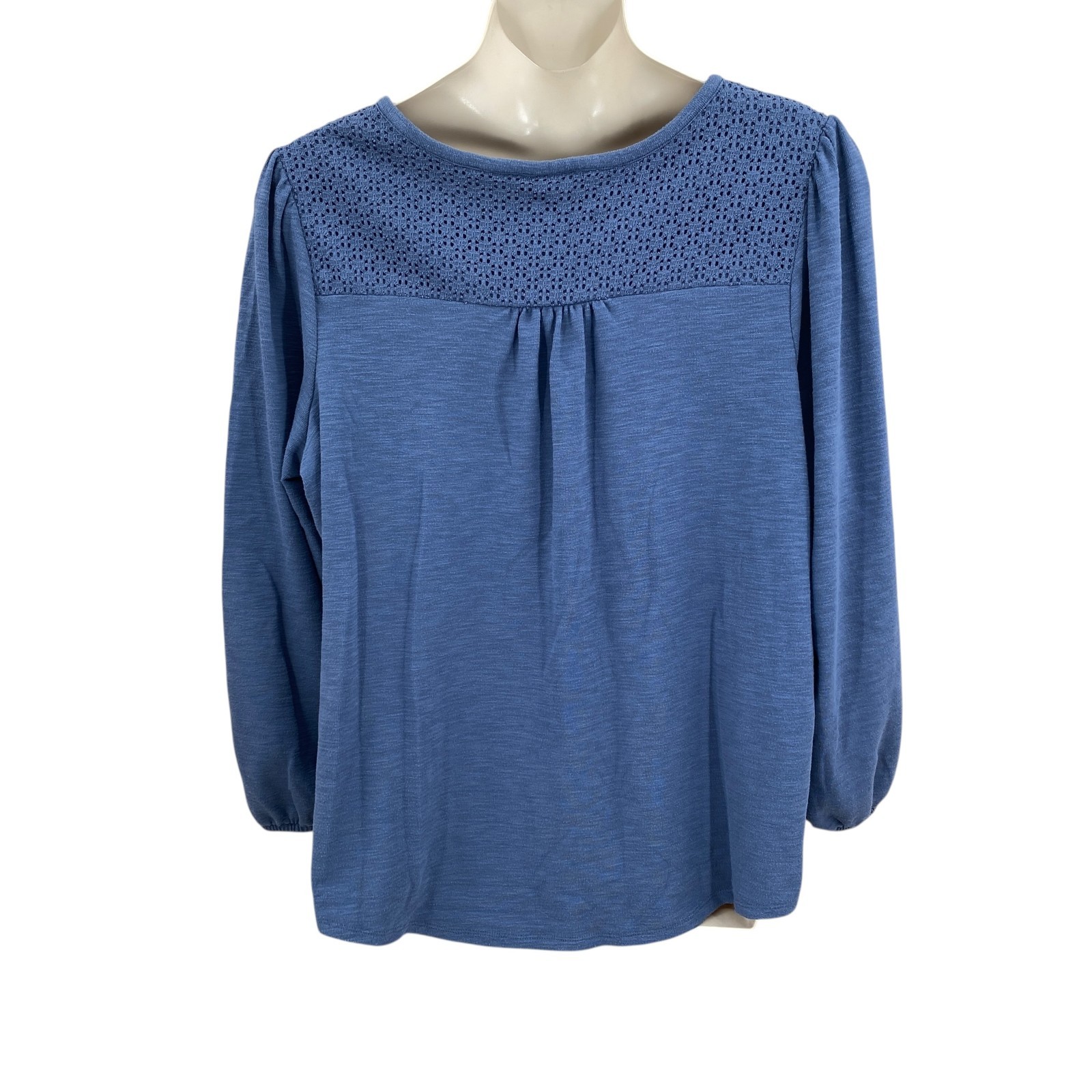 LC Lauren Conrad Womens Knit Tunic Top Size 2X Blue Long Sleeve Lace Shoulders