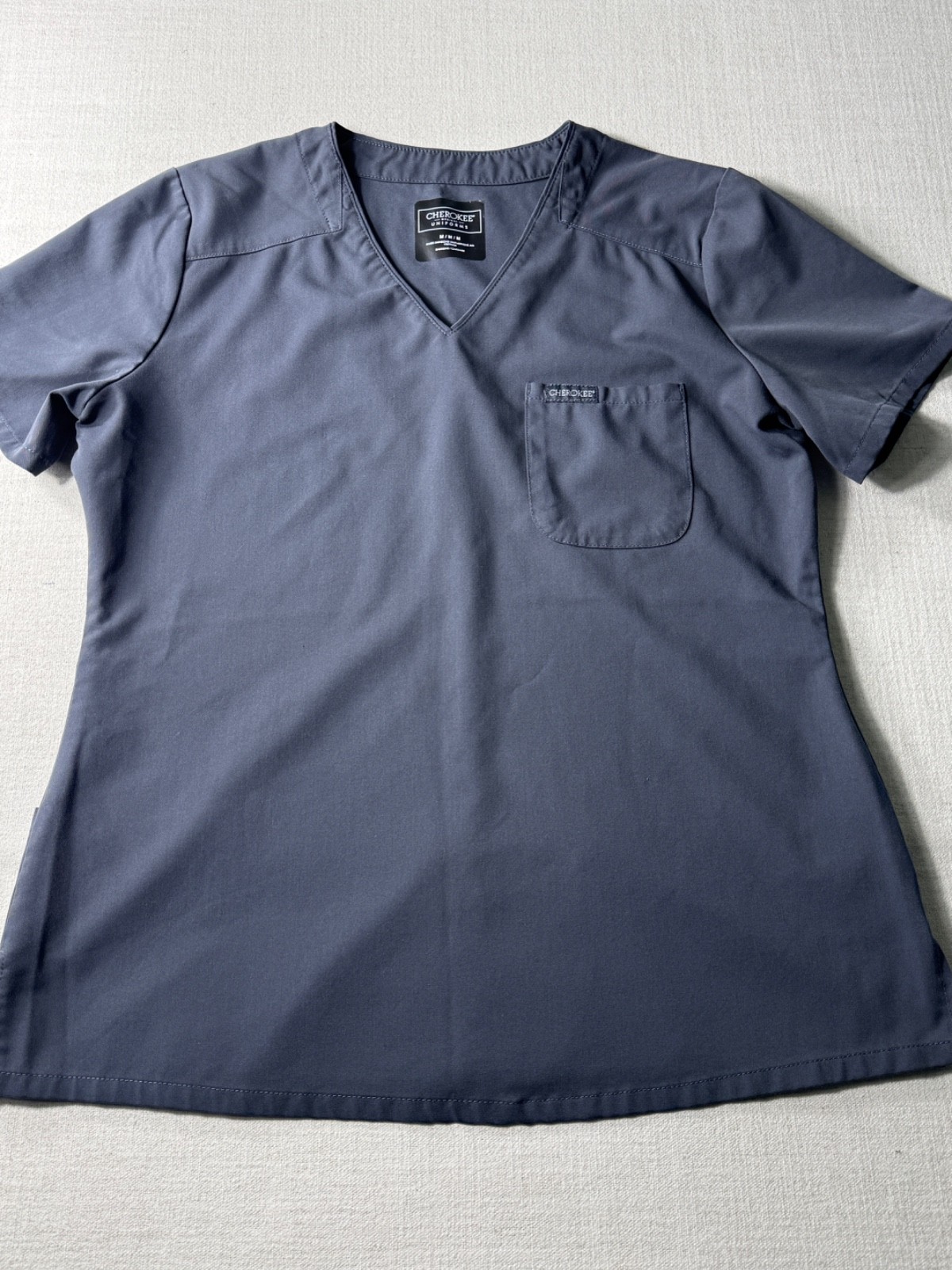 Cherokee Workwear Women’s Scrub Top Black Medium Chest Pocket Medical