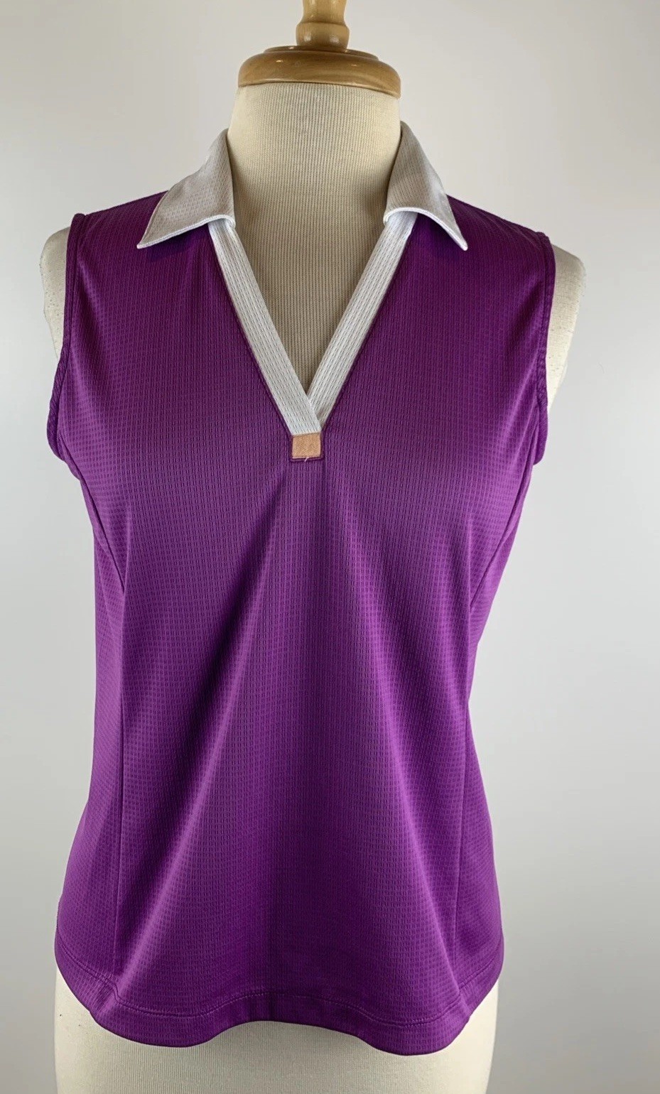 Tail White Label Medium M Sleeveless Golf Polo Tennis Shirt Top Purple / White