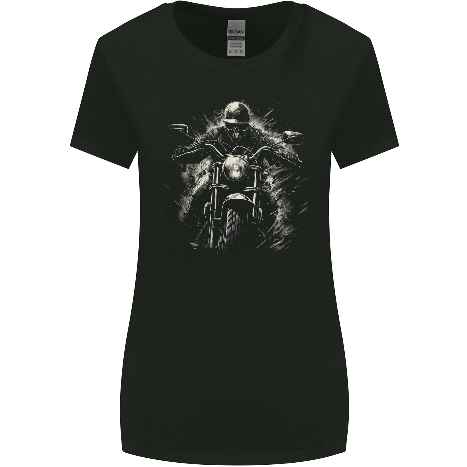 Skull Biker Motorcycle Motorbike Grim Reaper 19 Womens Wider Cut T-Shirt