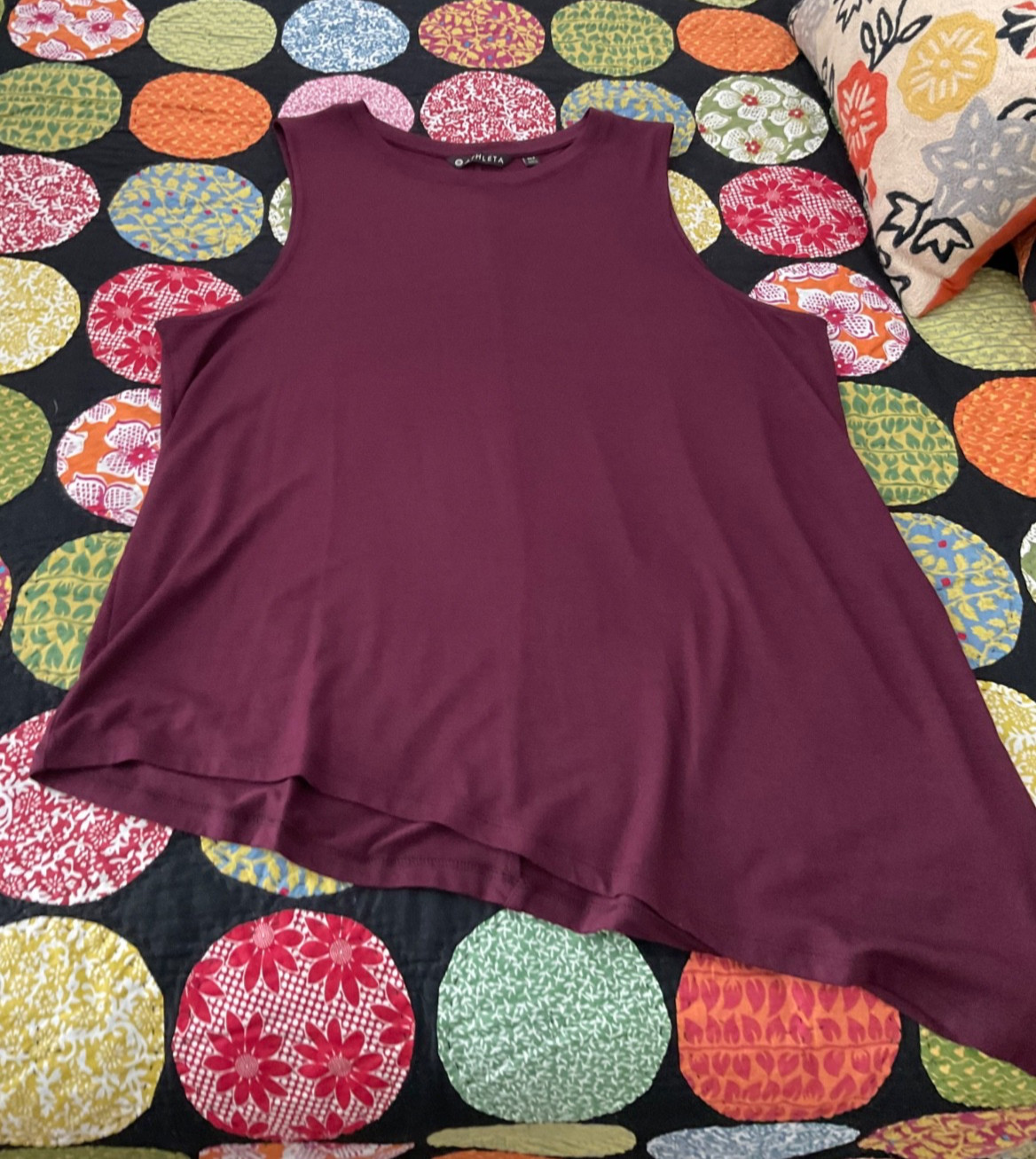 Athleta Cloudlight Asymmetrical/Side Tie Tank Burgundy XL Tall New w Tags