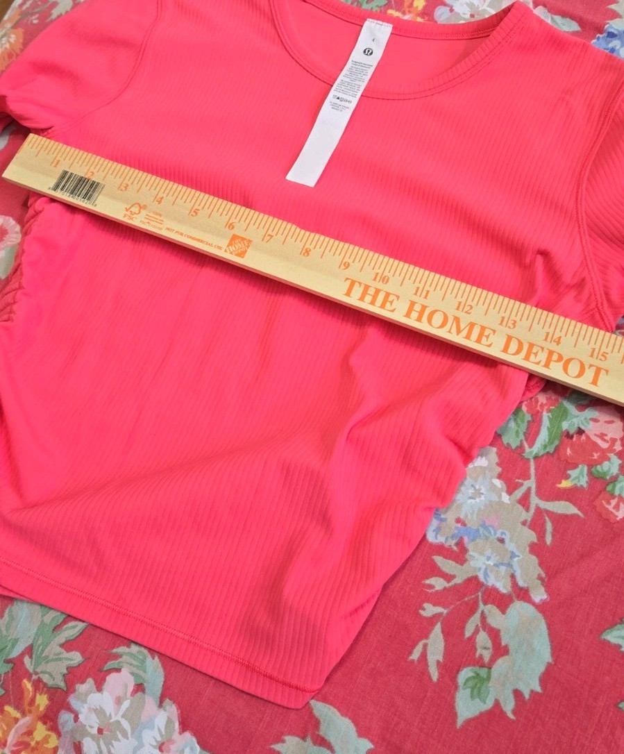Lululemon All It Takes Nulu Long Sleeve Shirt Glaze Pink Ruched Crop Top Size 4