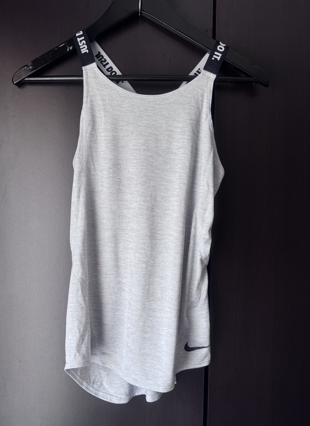Nike Dri-FIT Tank Top L Large Gray Just Do It Straps Activewear EUC