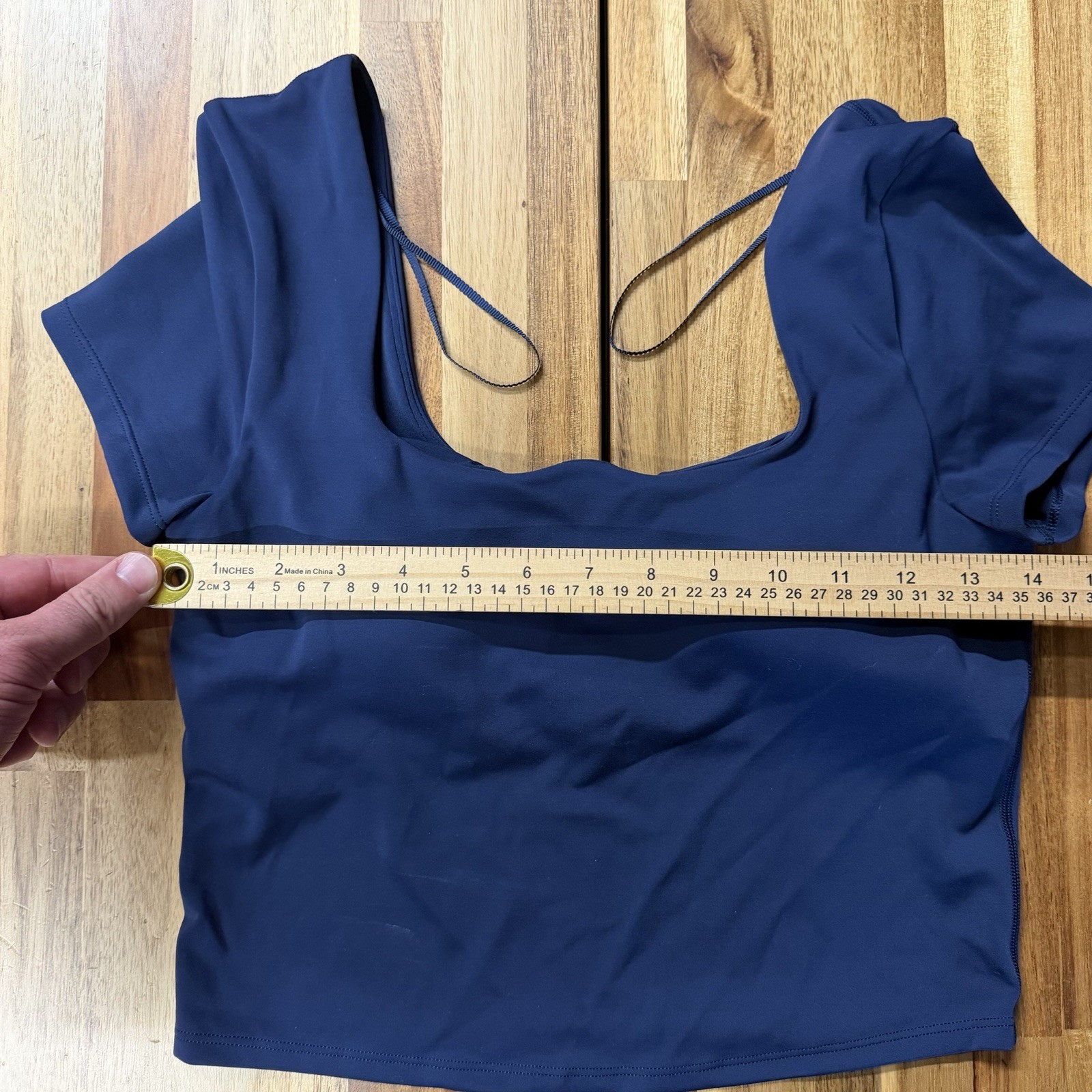 Lululemon Wunder Under SmoothCover Square-Neck Cropped T Blue Size 8