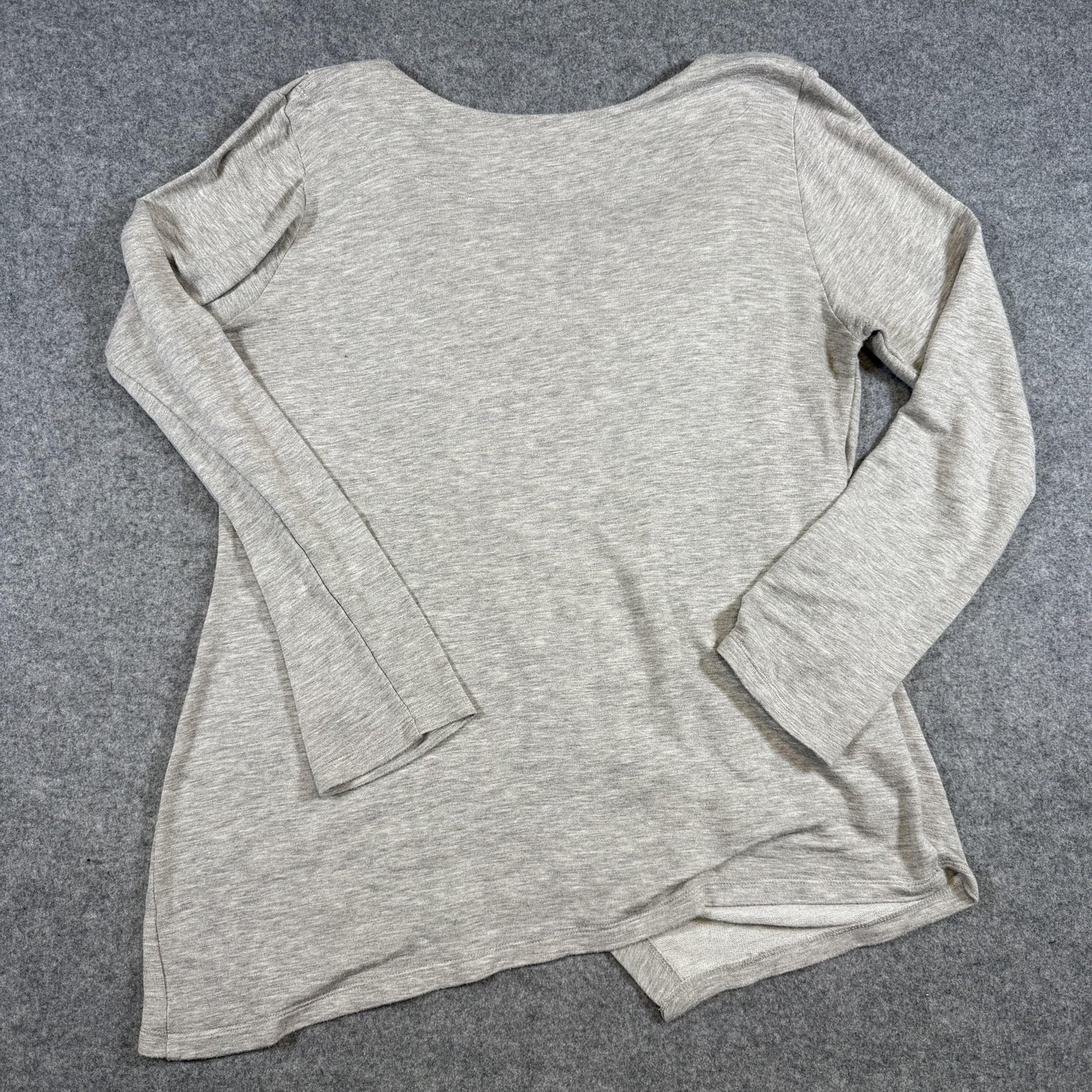Yogalicious Pullover Womens Large Gray Cowl Neck Asymmetrical Hem Long Sleeve