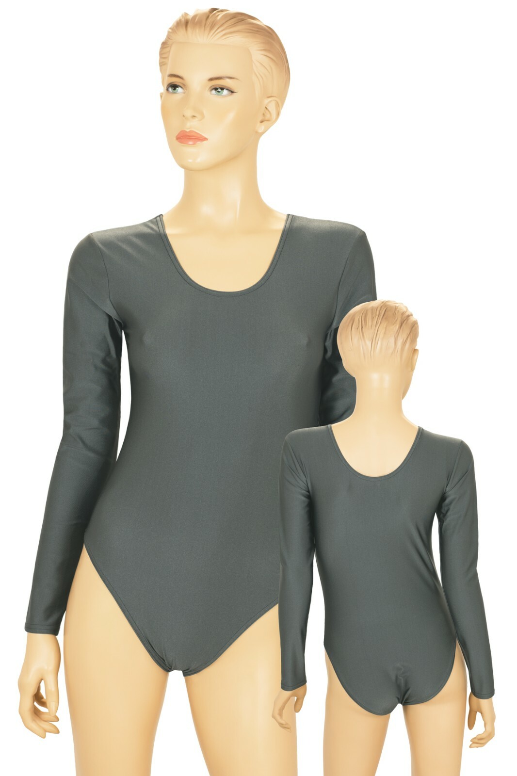 Ladies Bodysuit Long Sleeves Snap Fastening Crotch Gym Suit Stretch Shiny