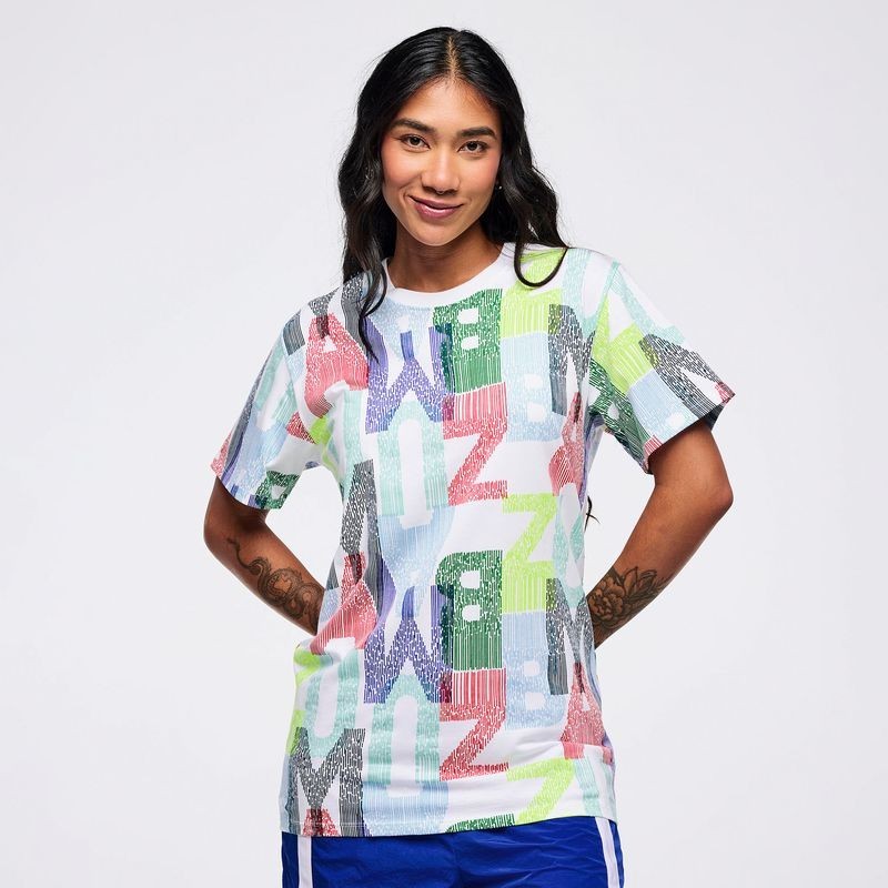 Zumba Latin Movement Unisex Crew Neck Tee – White/Blue ~ XS/S M/L XL/XXL ~New!