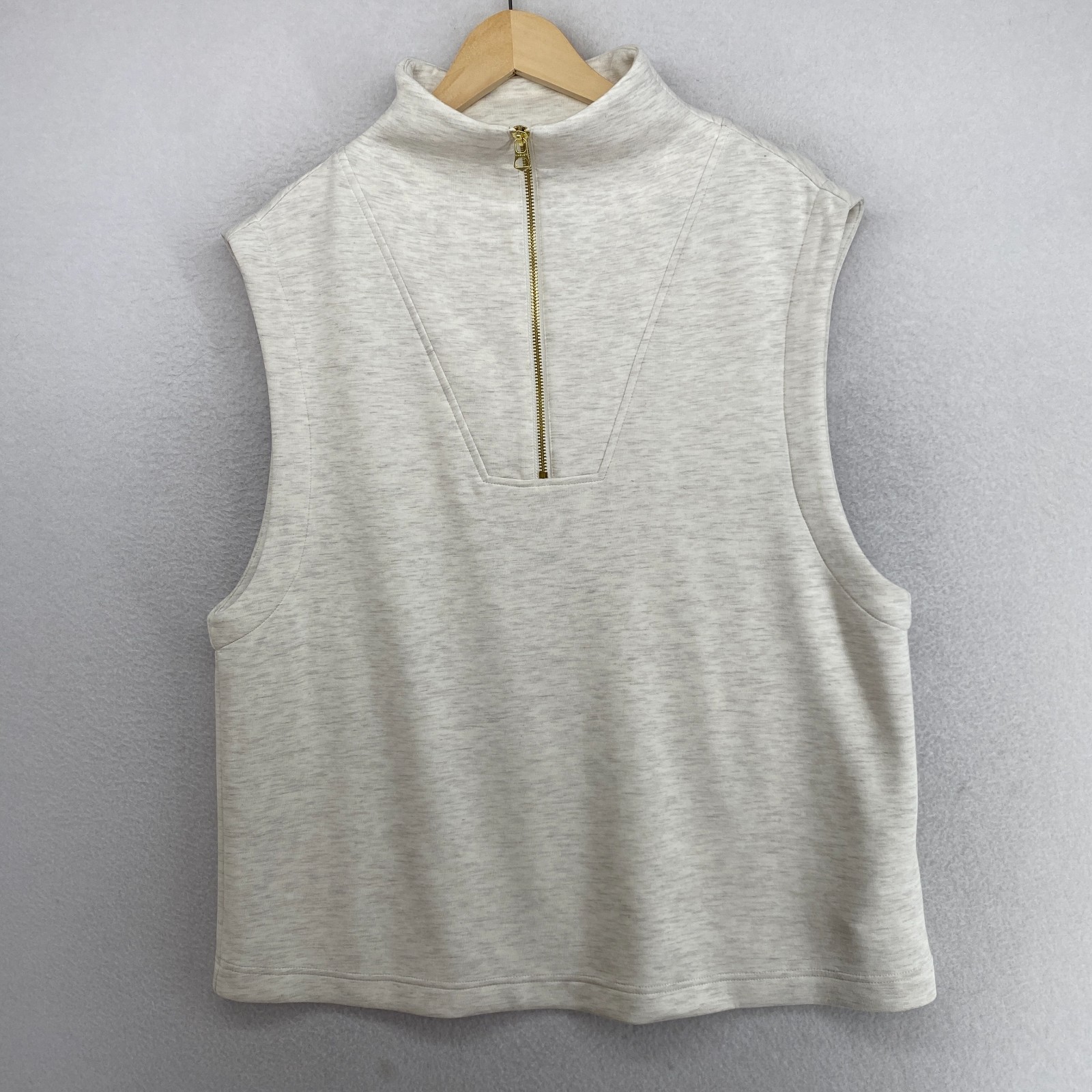 VARLEY Top XL Double Soft Viscose Blend 1/2 Zip Sleeveless Pullover Grey