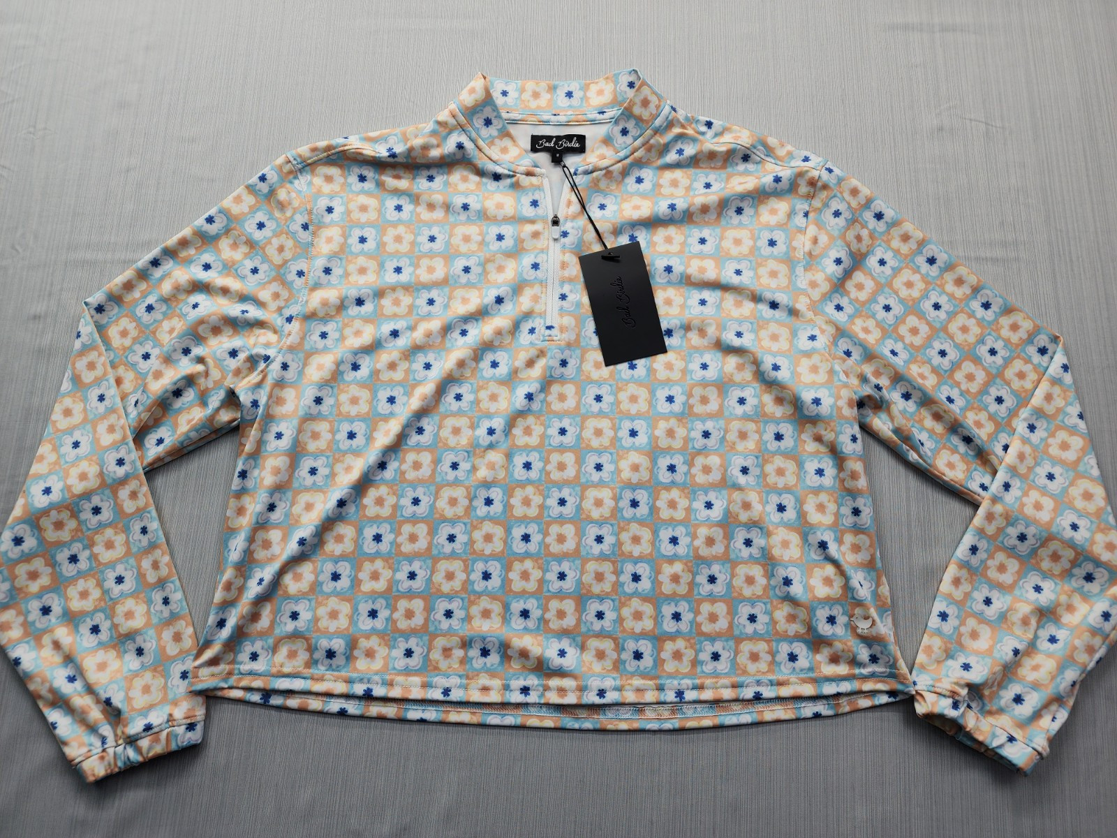 NEW Bad Birdie Golf Women’s 1/4 Zip Boxy Crop Shirt Flower Power Size Medium