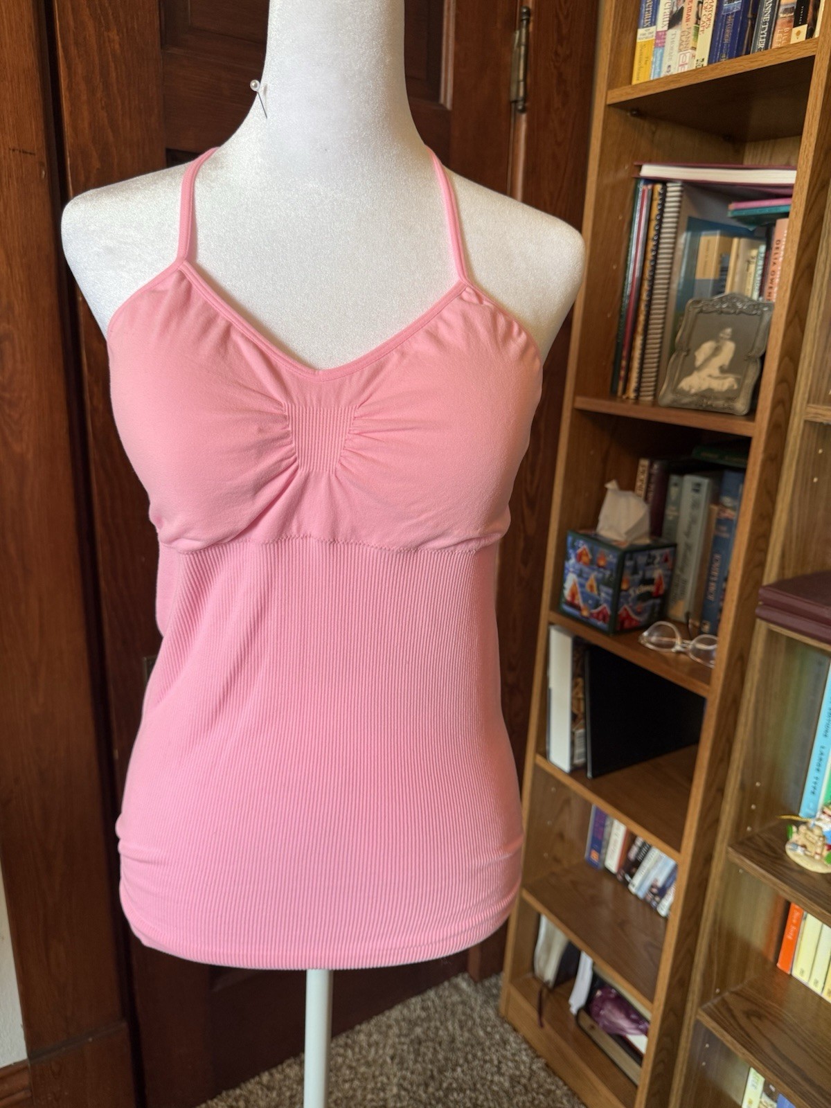 No Boundaries Pink Seamless Ribbed V-Neck Racerback Tank L/XL Juniors