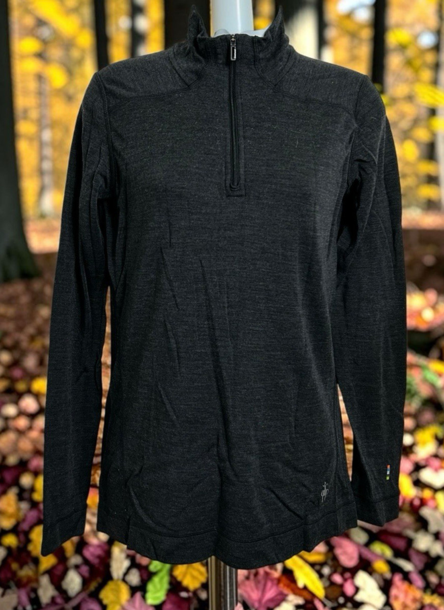 Smartwool Merino Base Layer 1/4 Zip Women’s Sz M Gray Gorpcore Hiking Camping