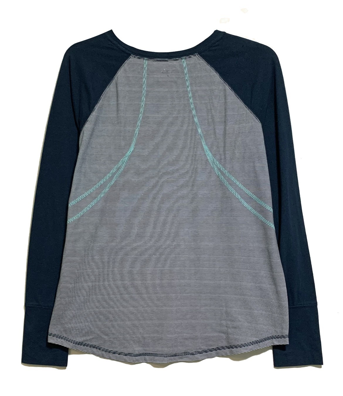 Tek Gear DryTek, Navy Blue Solid & Striped Activewear T-Shirt, size L