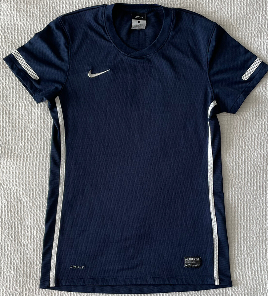 Nike Womens Small Dri-fit Shirt Navy Blue Authentic S Running EUC