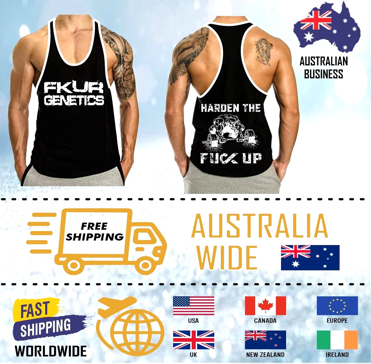 SUPER COMFY T BACK SINGLET , TRAINING SINGLET , STRINGER SINGLET , FKUR GENETICS
