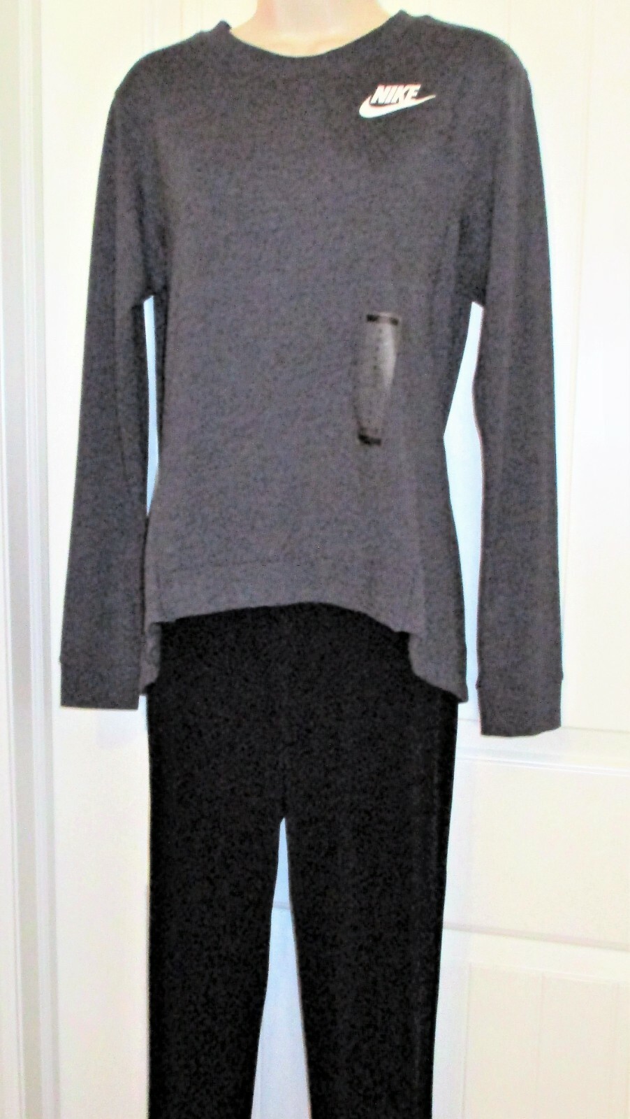 NIKE Women’s Crew Pullover Top, Hi-Low Hem, LS, Poly/Cotton/Rayon, S, NWT
