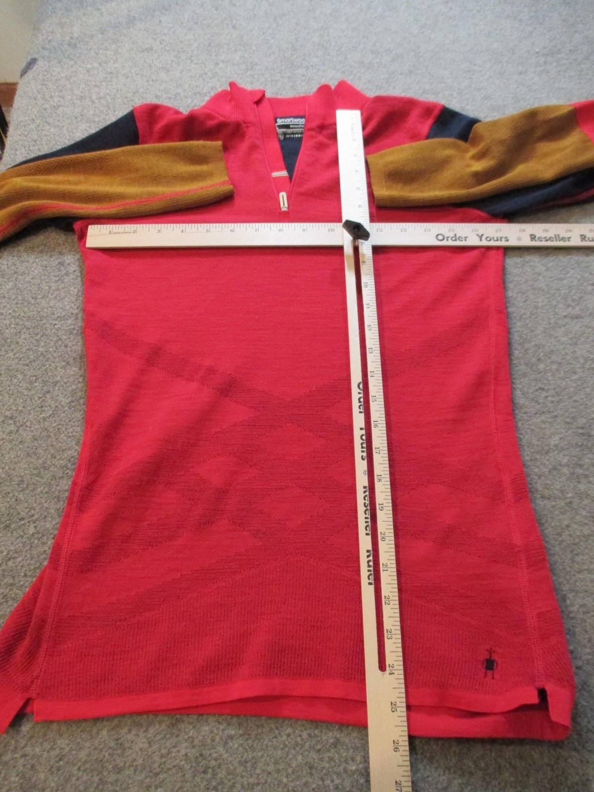 Smartwool Pullover Womens Large Red Intraknit 200 1/4 Zip Base Layer Thermal Top
