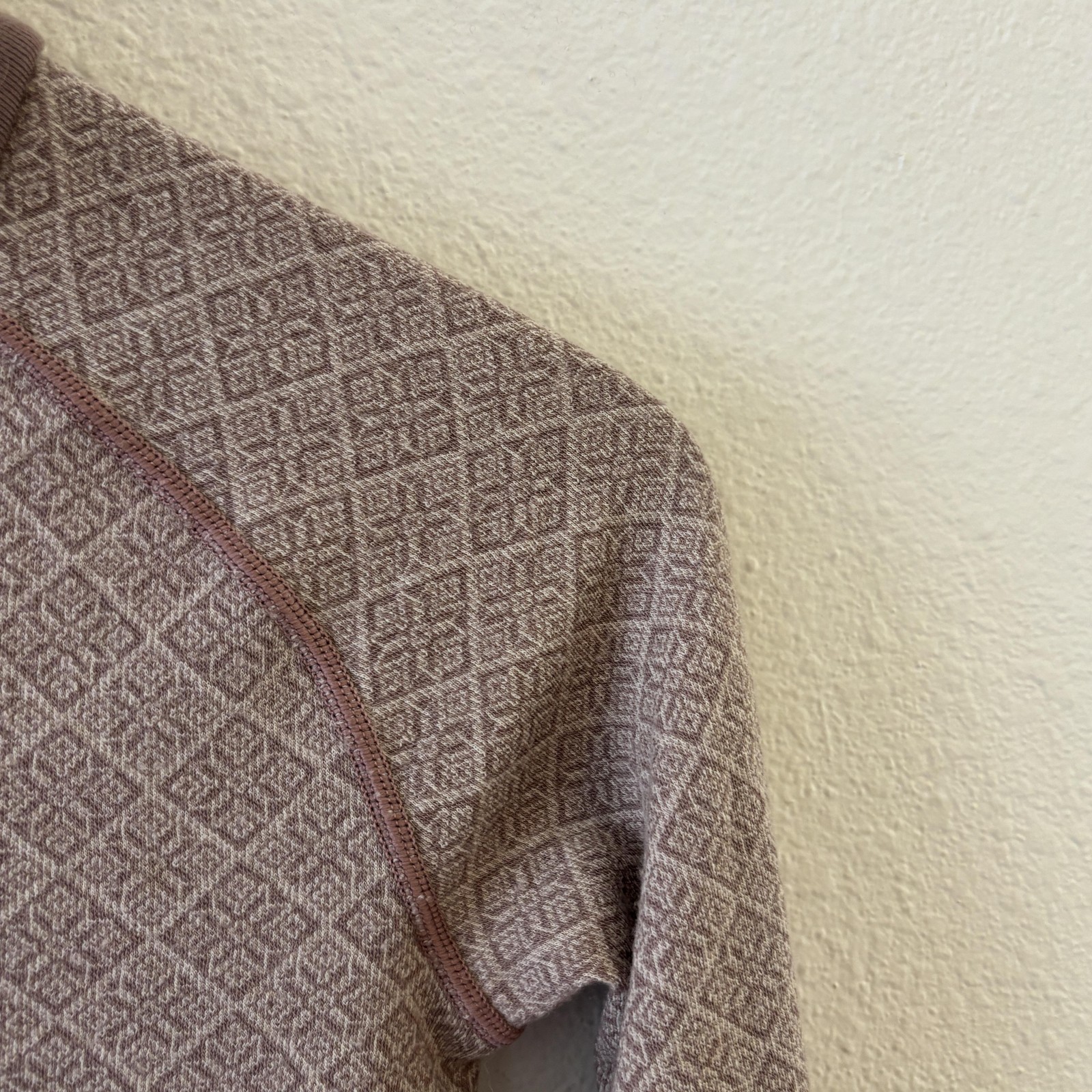 Kari Traa Wool Cashmere Base Layer Top Womens S Brown Geometric Ski 1/4 Zip