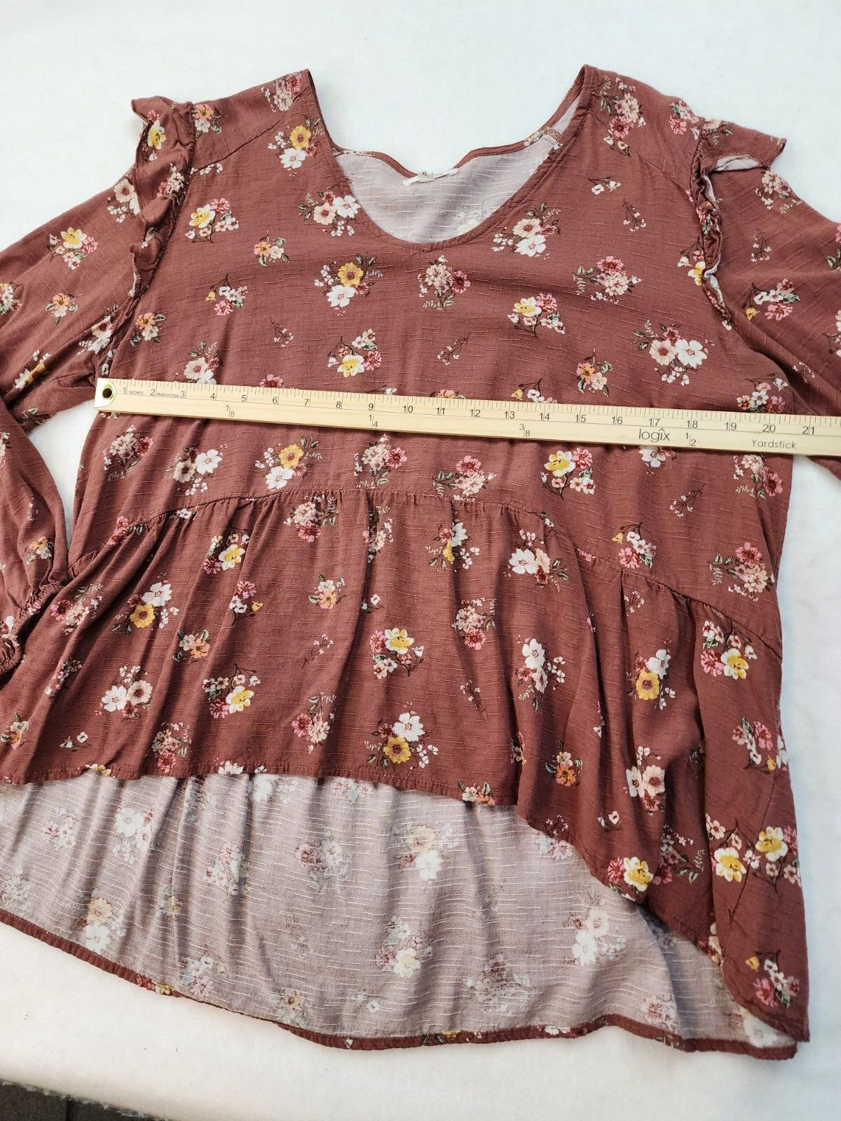 Maurices XL Boho Romantic Cottage Core Scoop Neck Flowy Balloon Sleeve Floral
