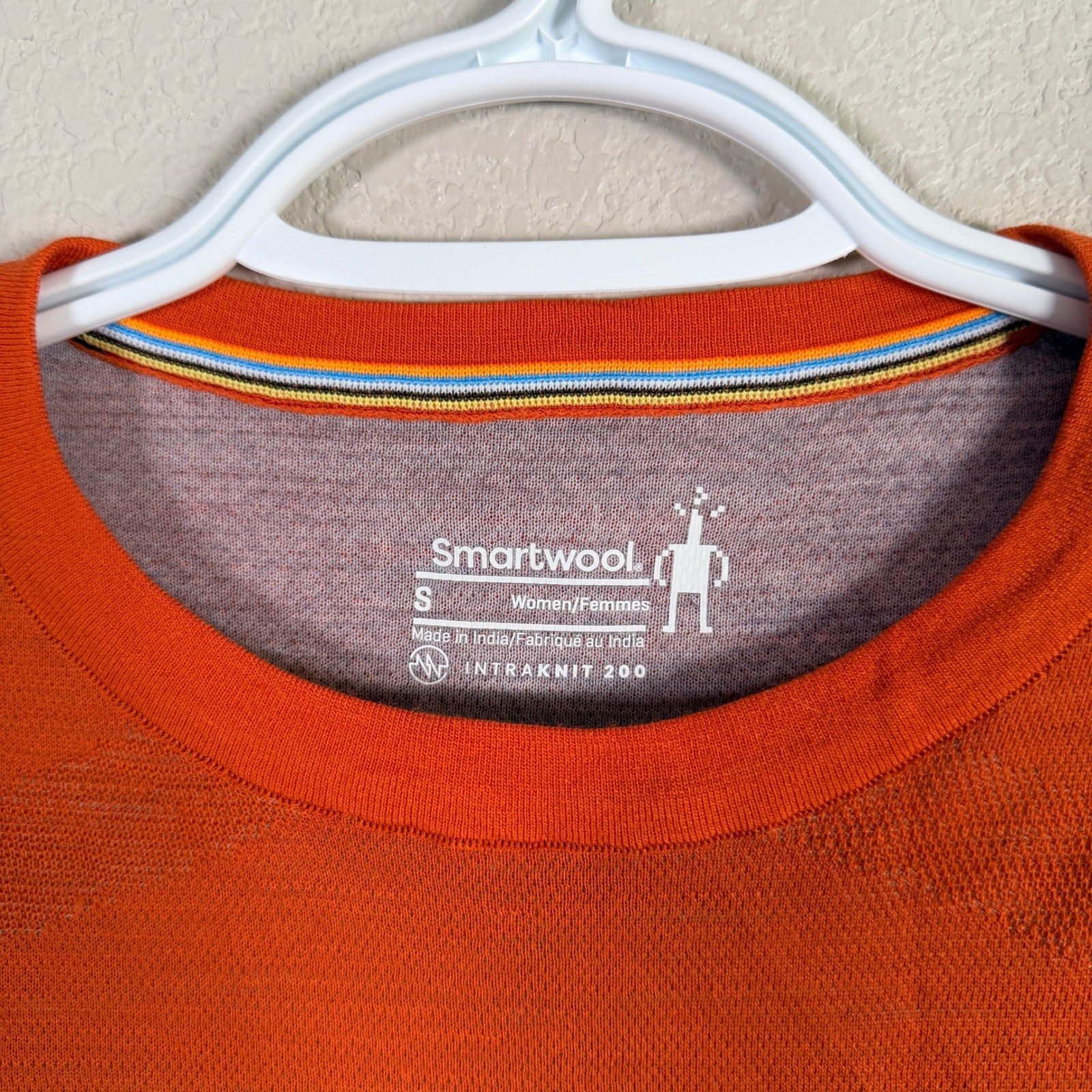 Smartwool Intraknit 200 Thermal Base Layer Top Womens S Orange Merino Wool L/S