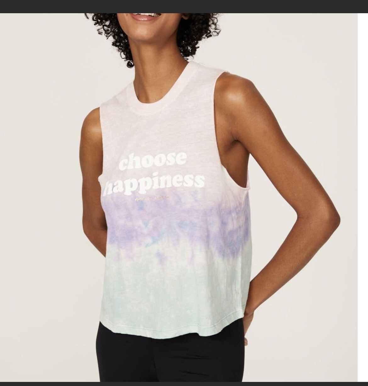 Spiritual Gangster Happiness Crop Tank Top Tie Dye Ombre Blue Purple Pink M