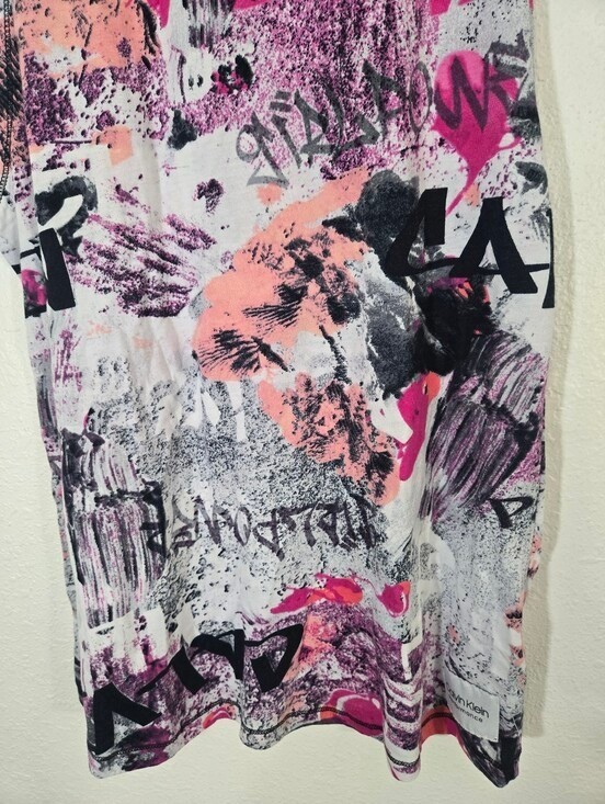 *NEW* Calvin Klein Performance Abstract Graffiti Muscle Tank Pink/Black/White, S