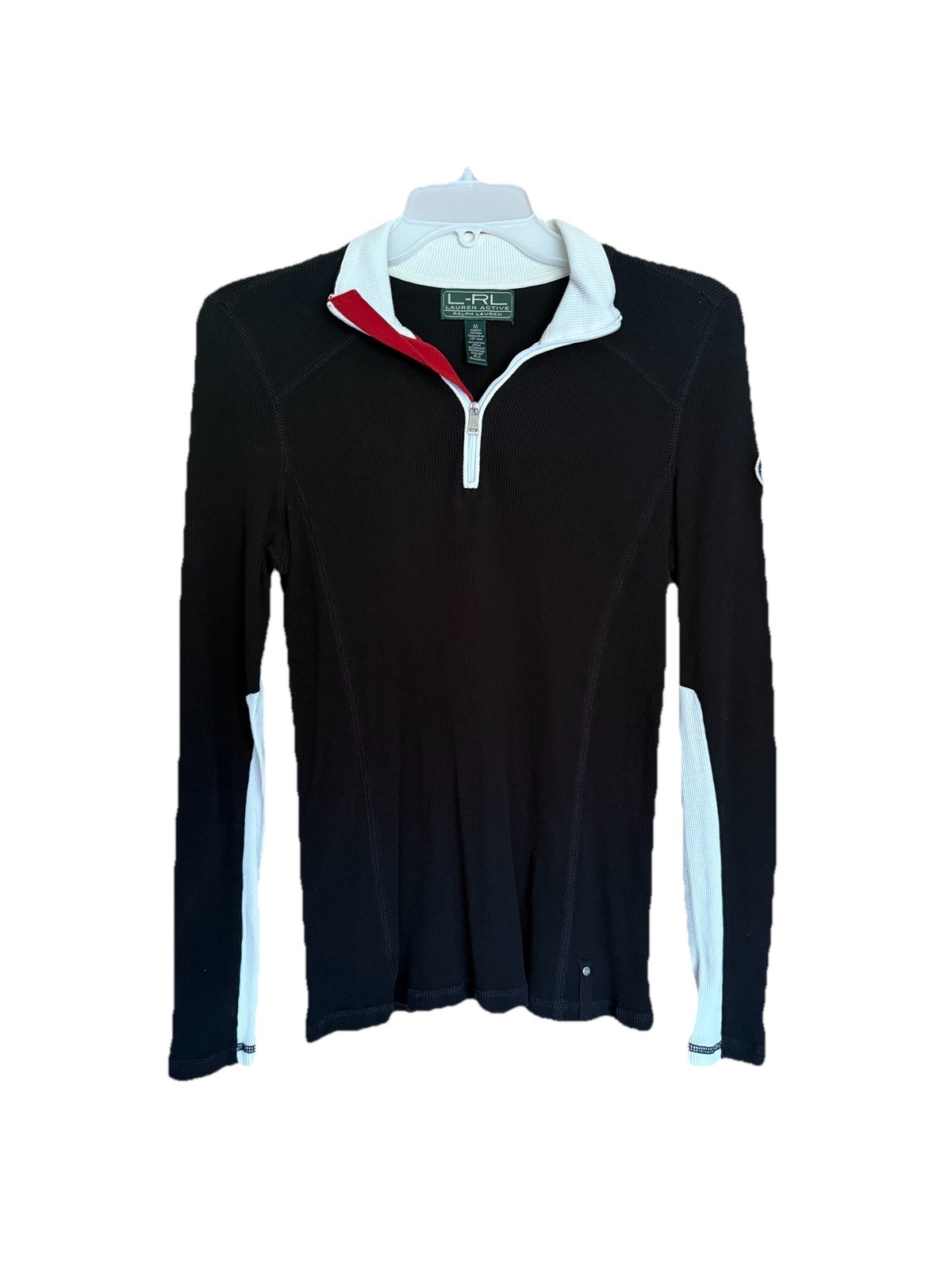 Lauren Ralph Lauren Active Pullover Black/Red/White 1/4 Zip Top Women’s L