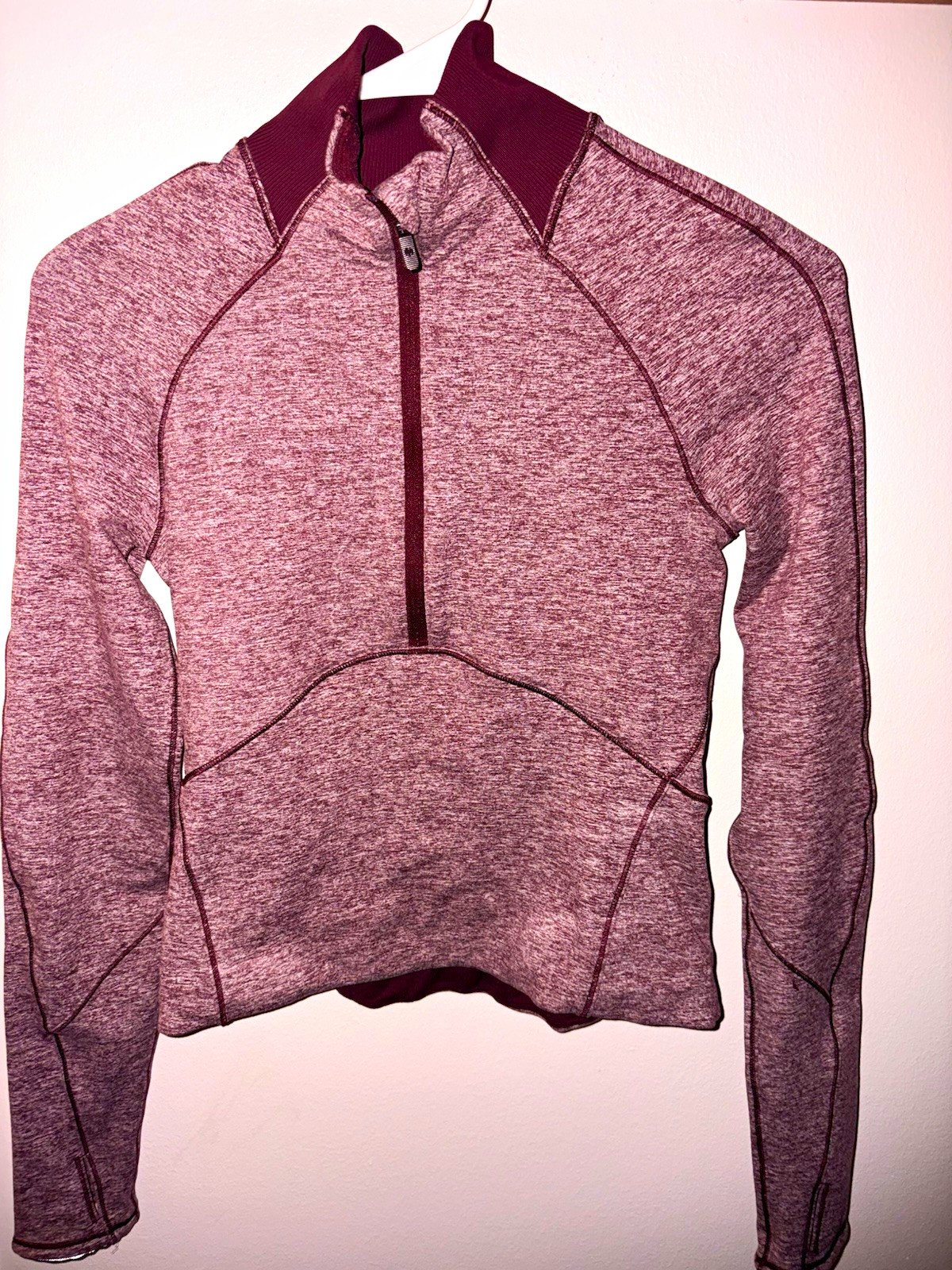 LuLuLemon Women’s S Half Zip Mock Neck Pullover Stretch Raglan Gym Training