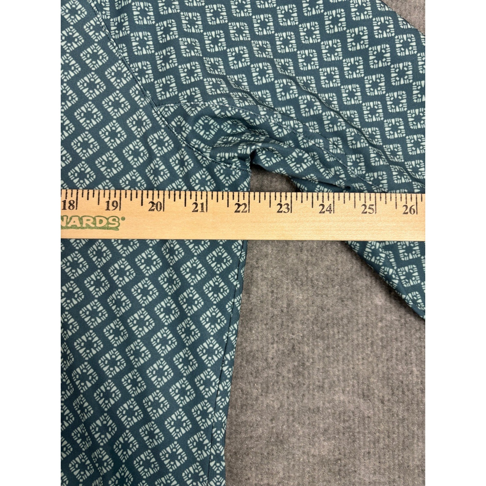 L.L.Bean 1/4 Zip Active Pullover Geometric Diamond Print XL Teal