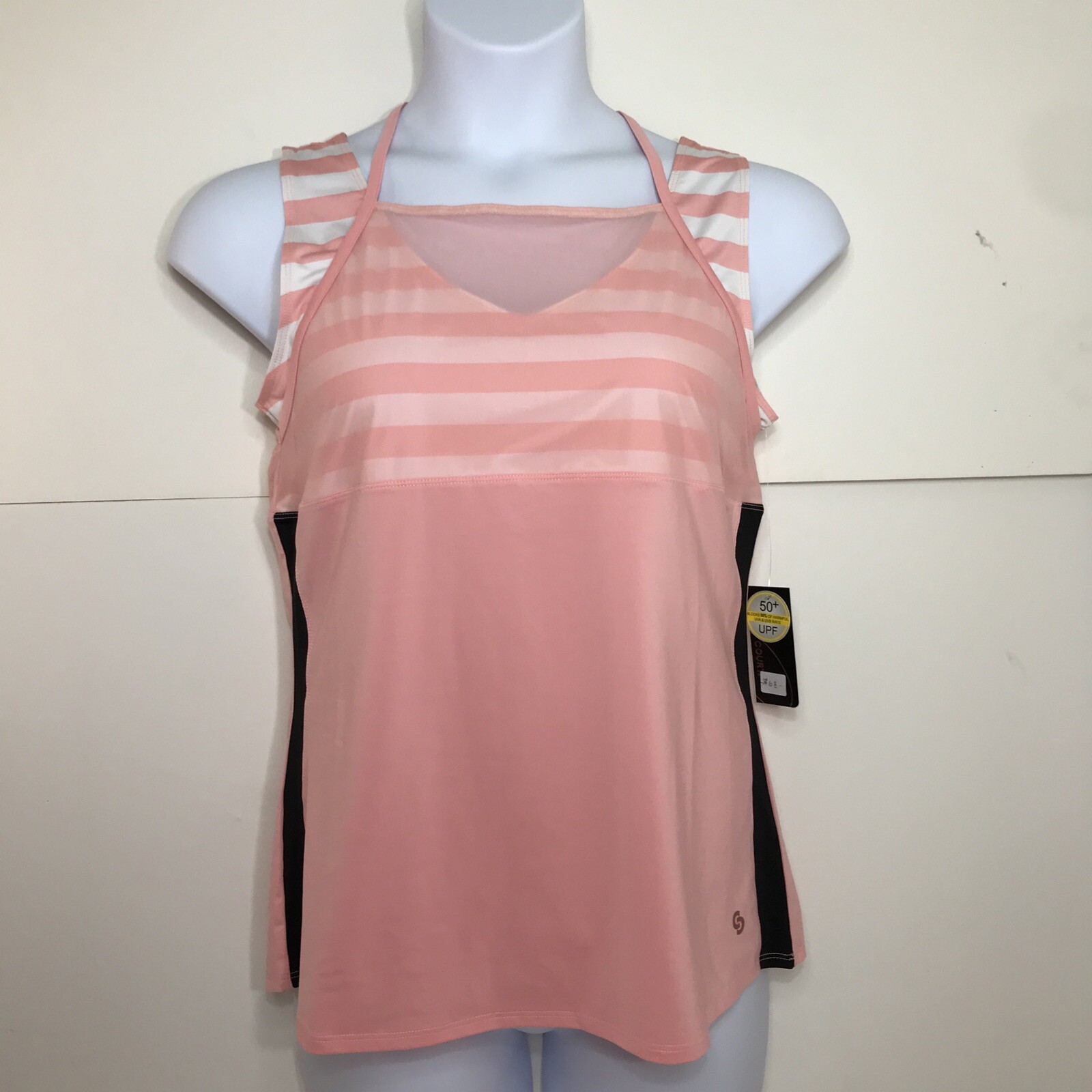 Cross Court Women’s Large Tennis Pickle ball Tank 50+ UPF Pink Coral New NWT