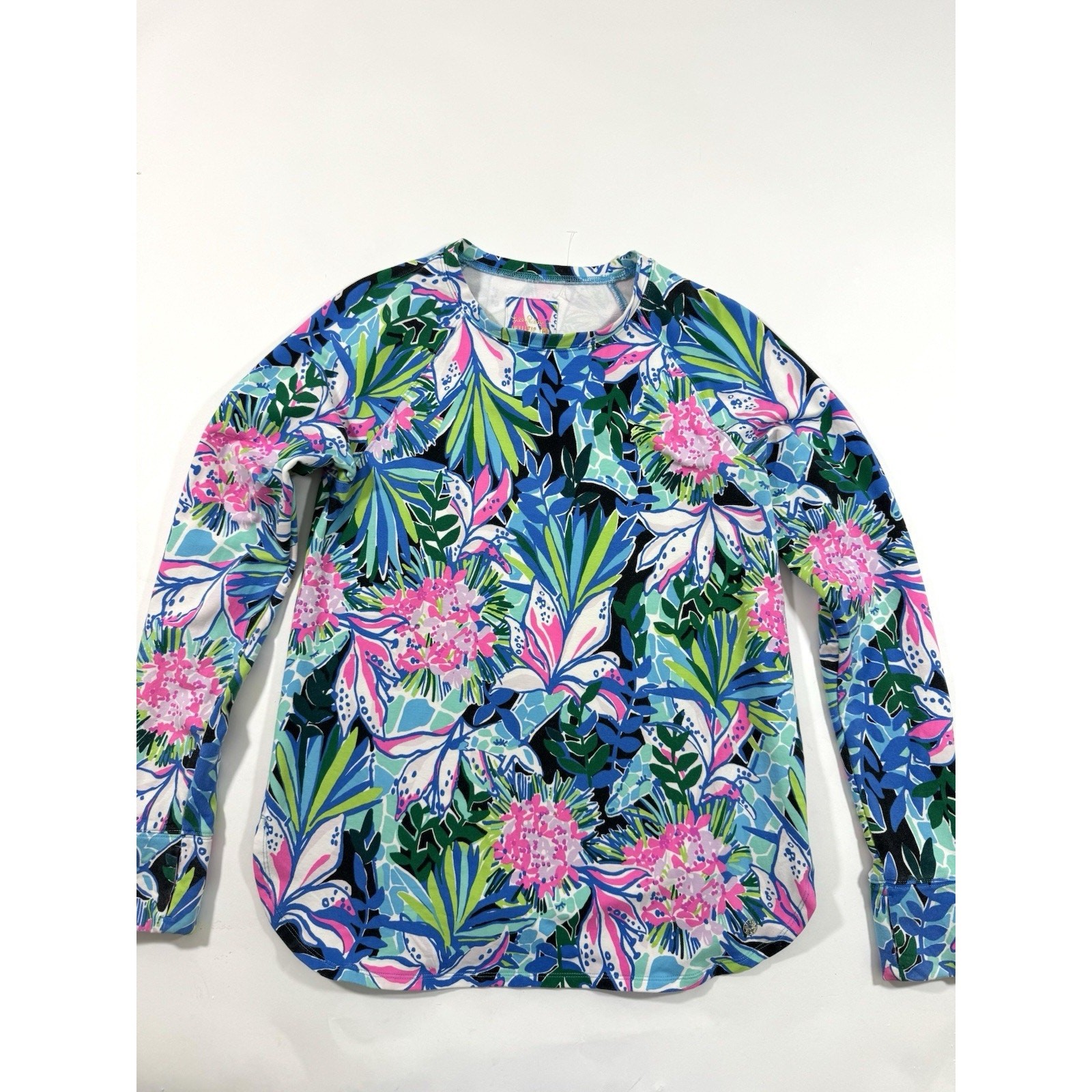 Lilly Pulitzer Blythe Pullover Shirt Tropical Floral Print Size Medium