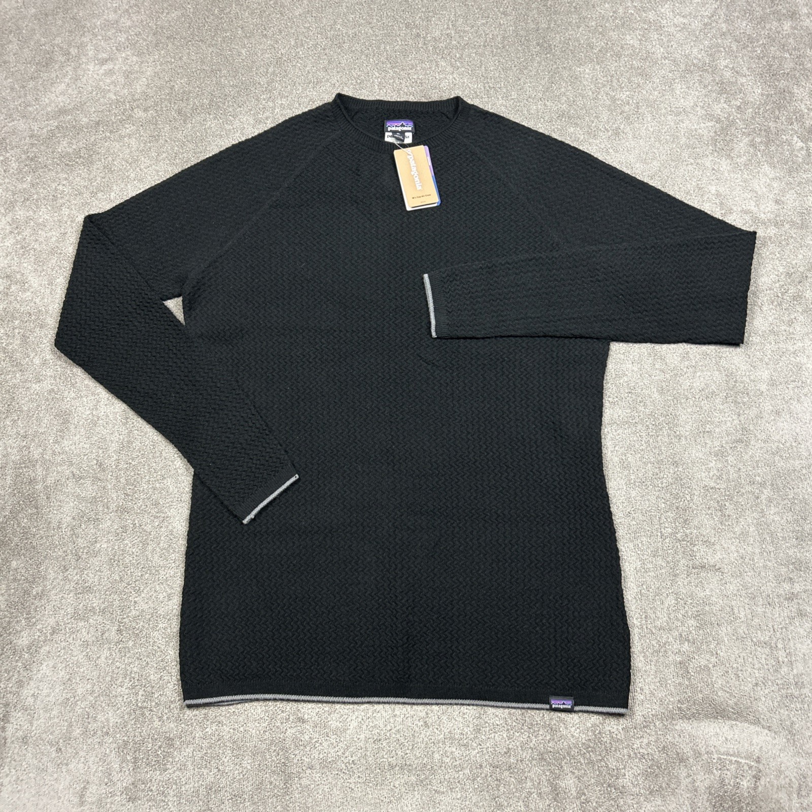 NEW Patagonia Capilene Air Crew Base Layer Womens XL Black Merino Wool 3D Knit