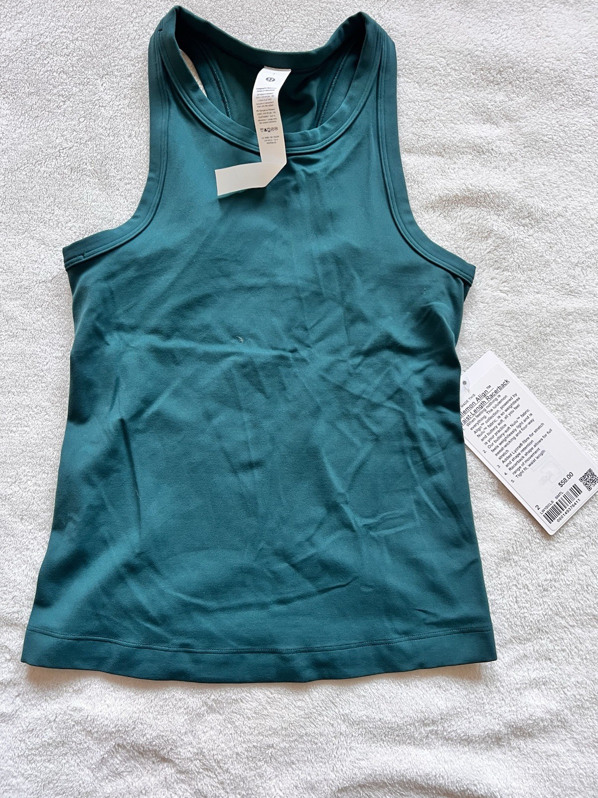 Lululemon Women’s Size 2 Kelly Green Align Waist Length Racerback Tank Top
