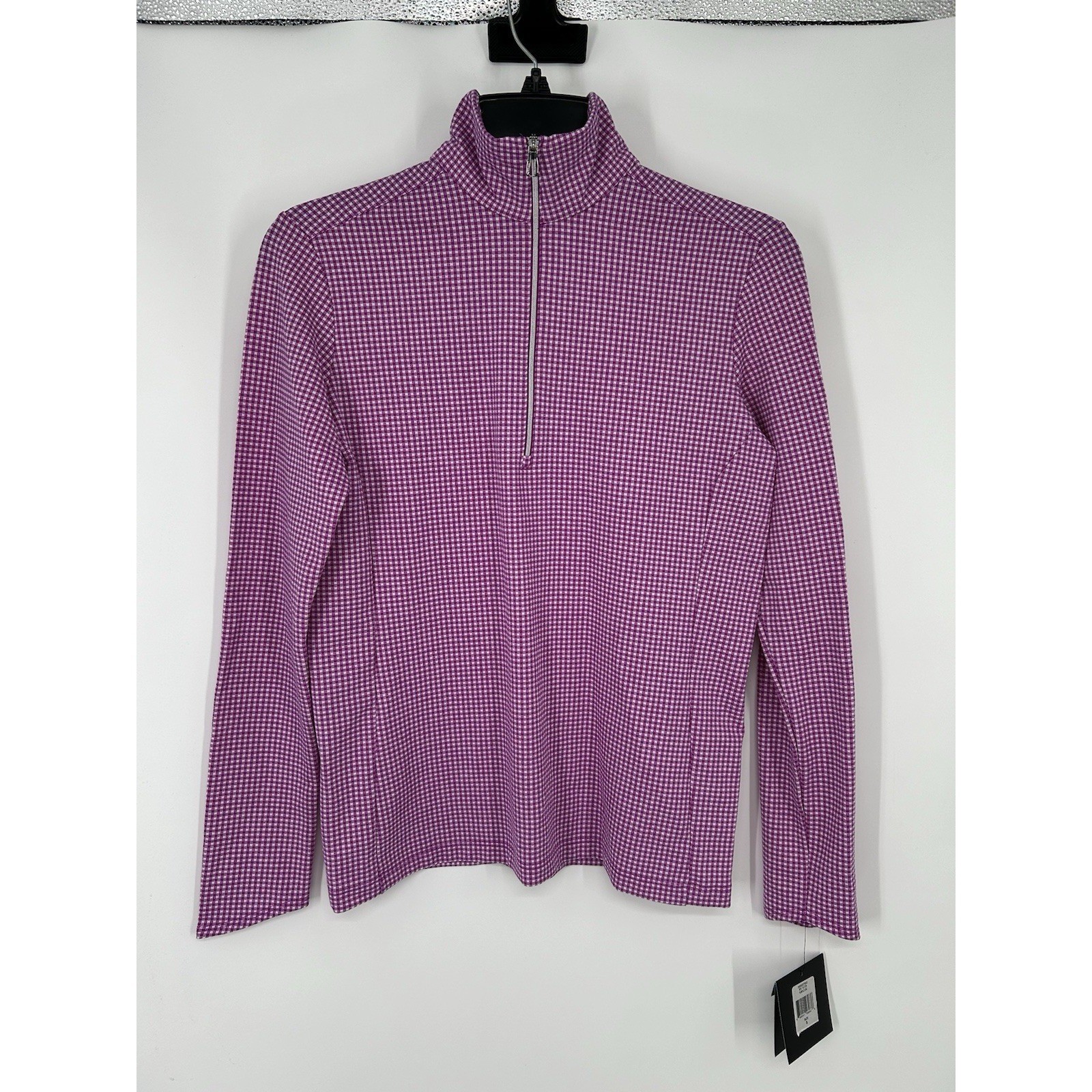 RLX Ralph Lauren Quarter 1/4 Zip Wicking Pullover Gingham Check Womens Small
