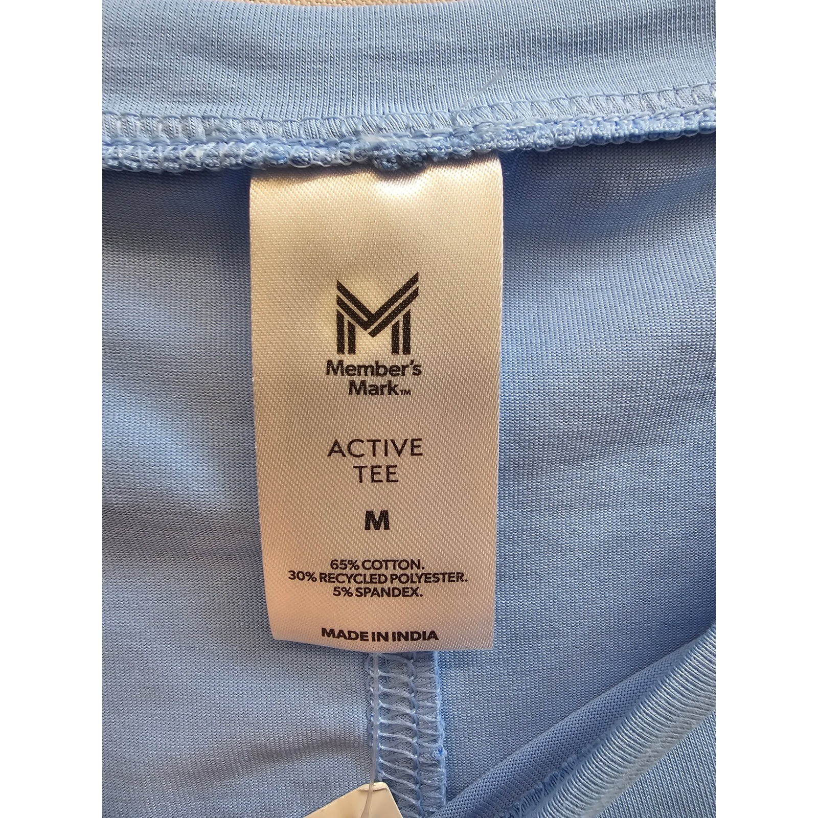 Members Mark Womens Active Tee Light Blue Short Sleeve Relaxed Fit Shirt Medium