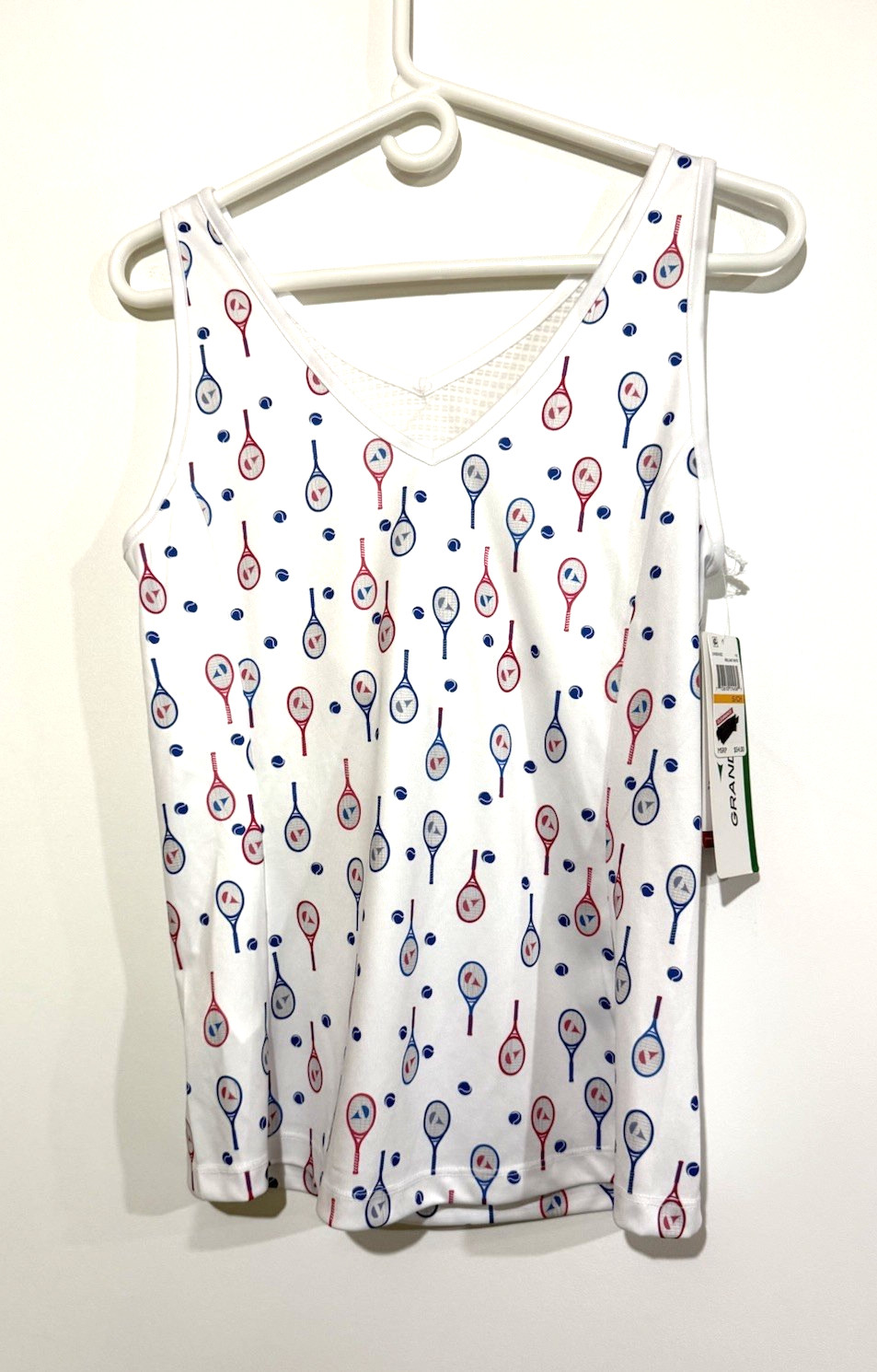 NWT Grand Slam Women S White Tank Top Pickleball Moisture Wicking Keyhole Mesh