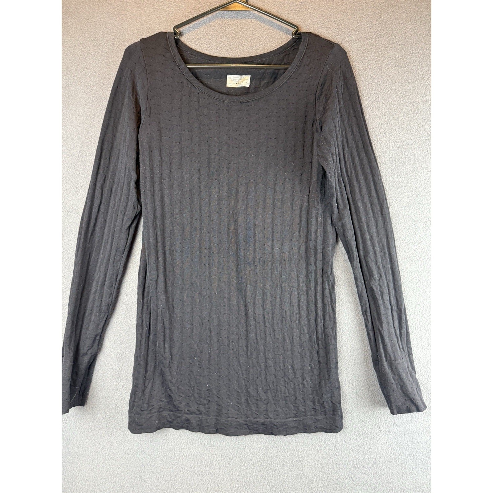 Athleta Womens Black Long Sleeve Ribbed Performance Workout Layering L
