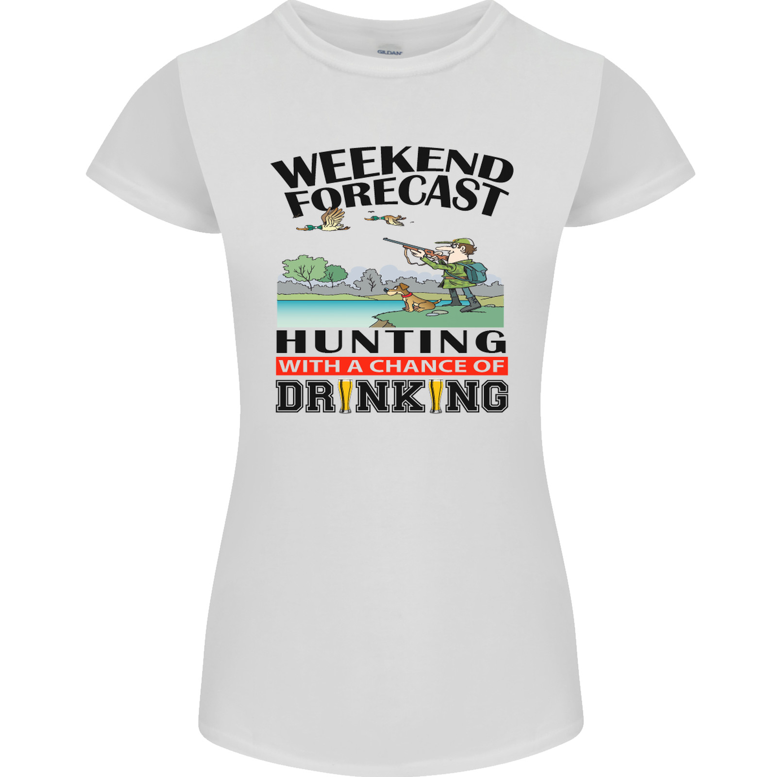 Hunting Weekend Alcohol Beer Funny Hunter Womens Petite Cut T-Shirt