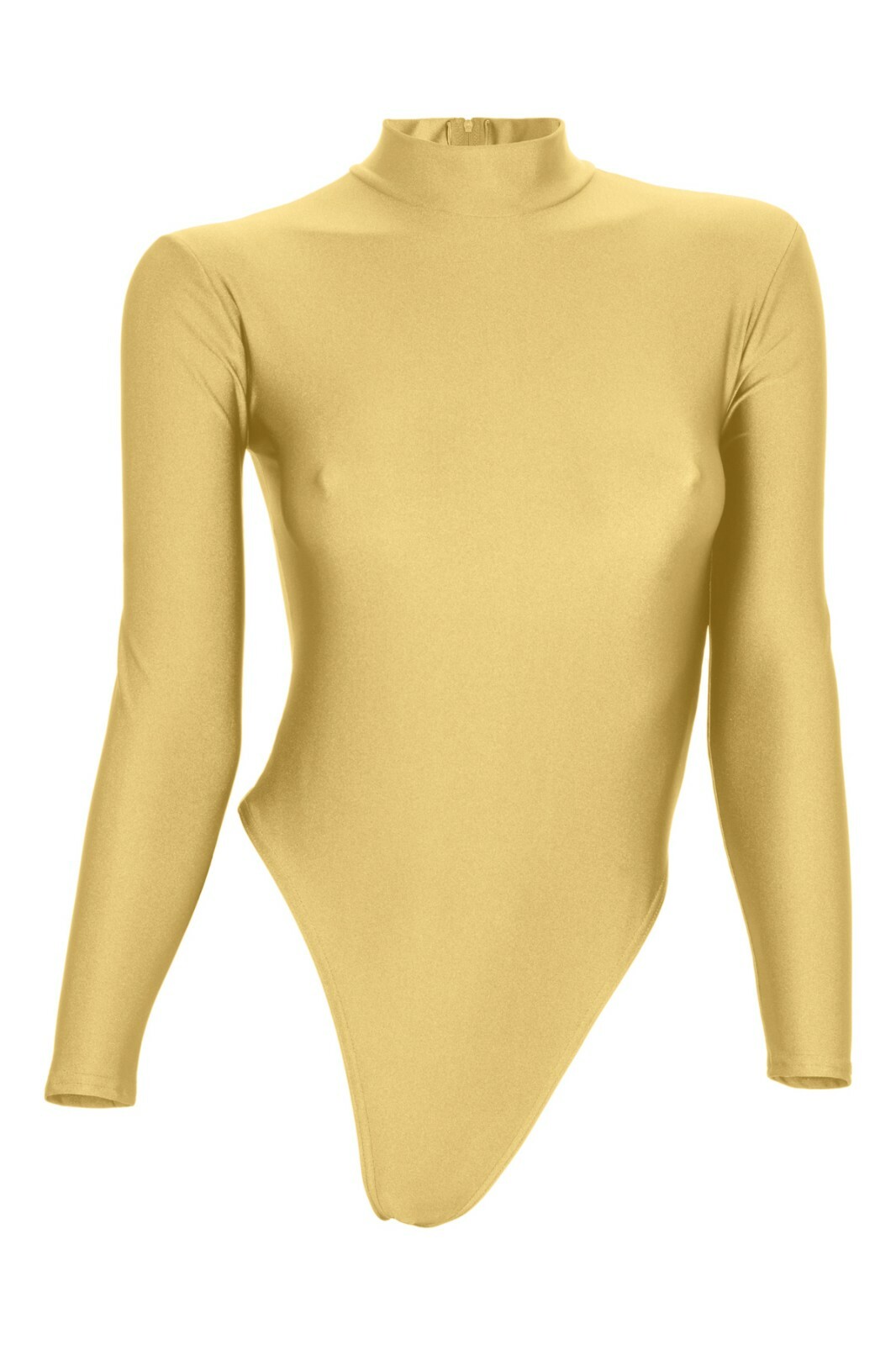 Women’s string body long sleeves back zipper skin leotard stretch shiny shiny