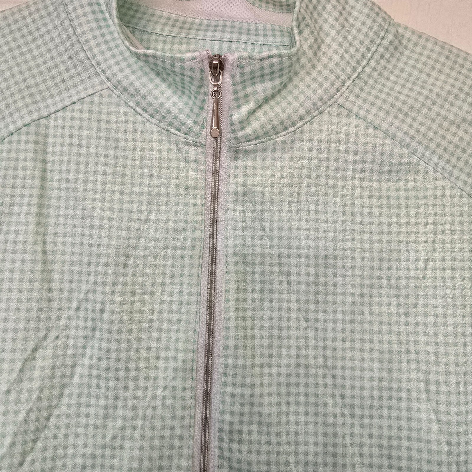 Pebble Beach Dry Luxe Performance Long Sleeve Golf Tennis 1/4 Zip Gingham Sz L