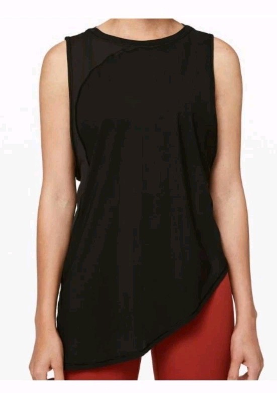 Lululemon Tank Top Womens 10 Black Strength in Stance Tank Asymmetric