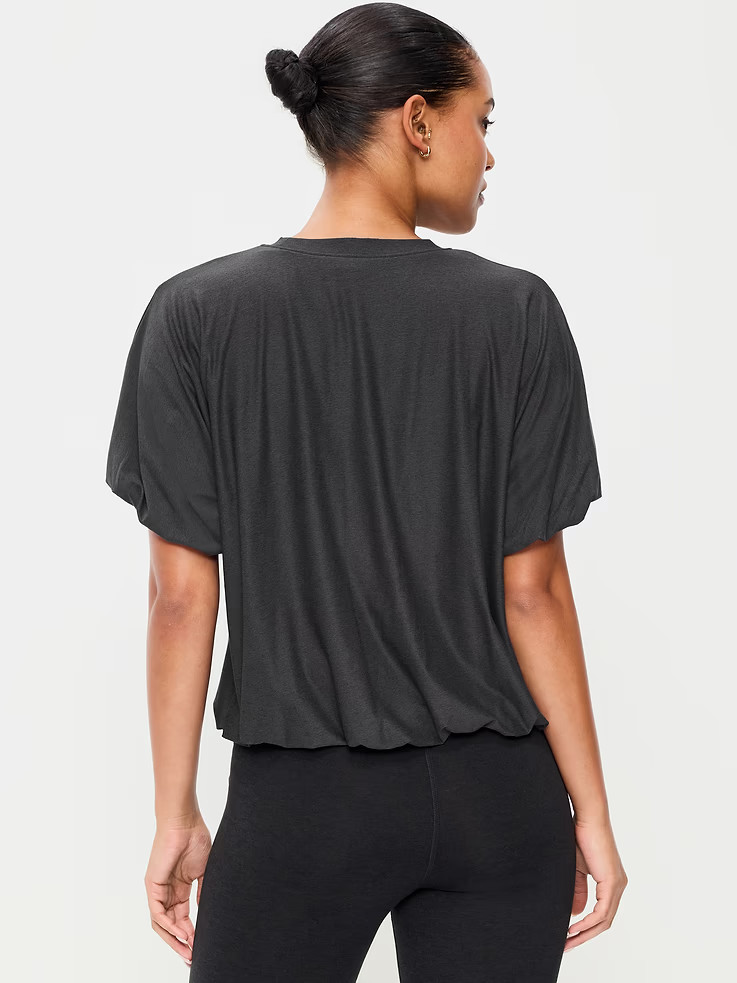 OLD NAVY CloudMotion Bubble Hem Tops 2 Black & White Athletic Active sz L – EEUC