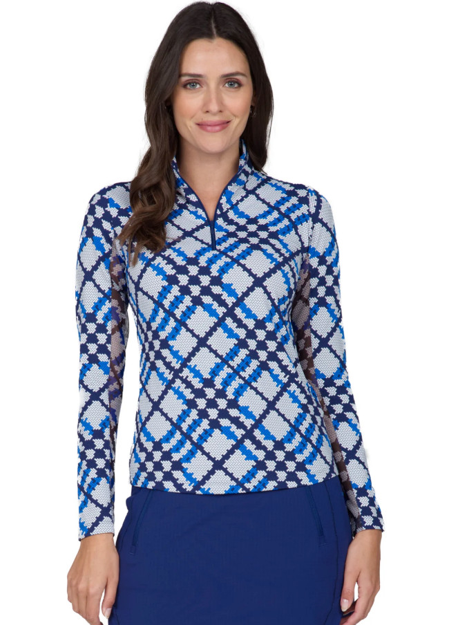 NWT IBKUL Golf Tennis 1/4 Zip Top S M L XL 2XL Blue Activewear Longsleeve M2