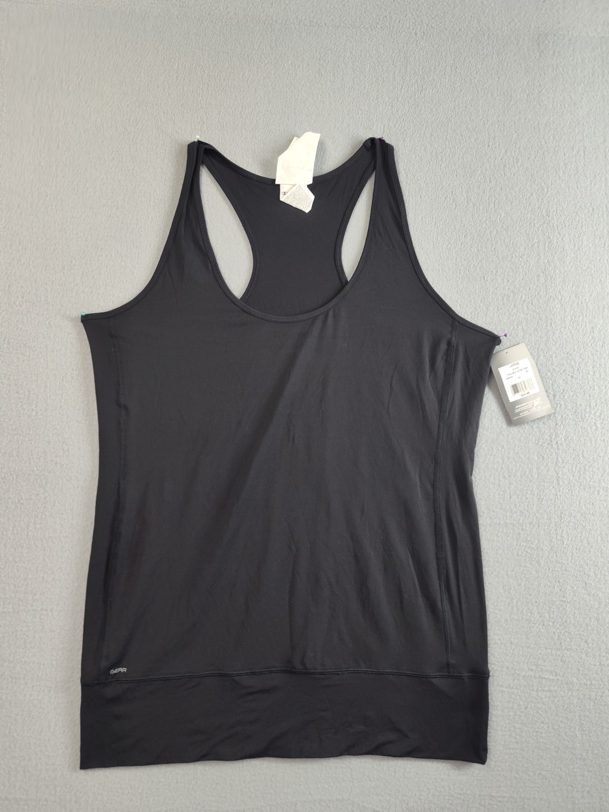 Champion Women Athletic Tank Top L Black Sleeveless Racerback Scoop Neck Stretch