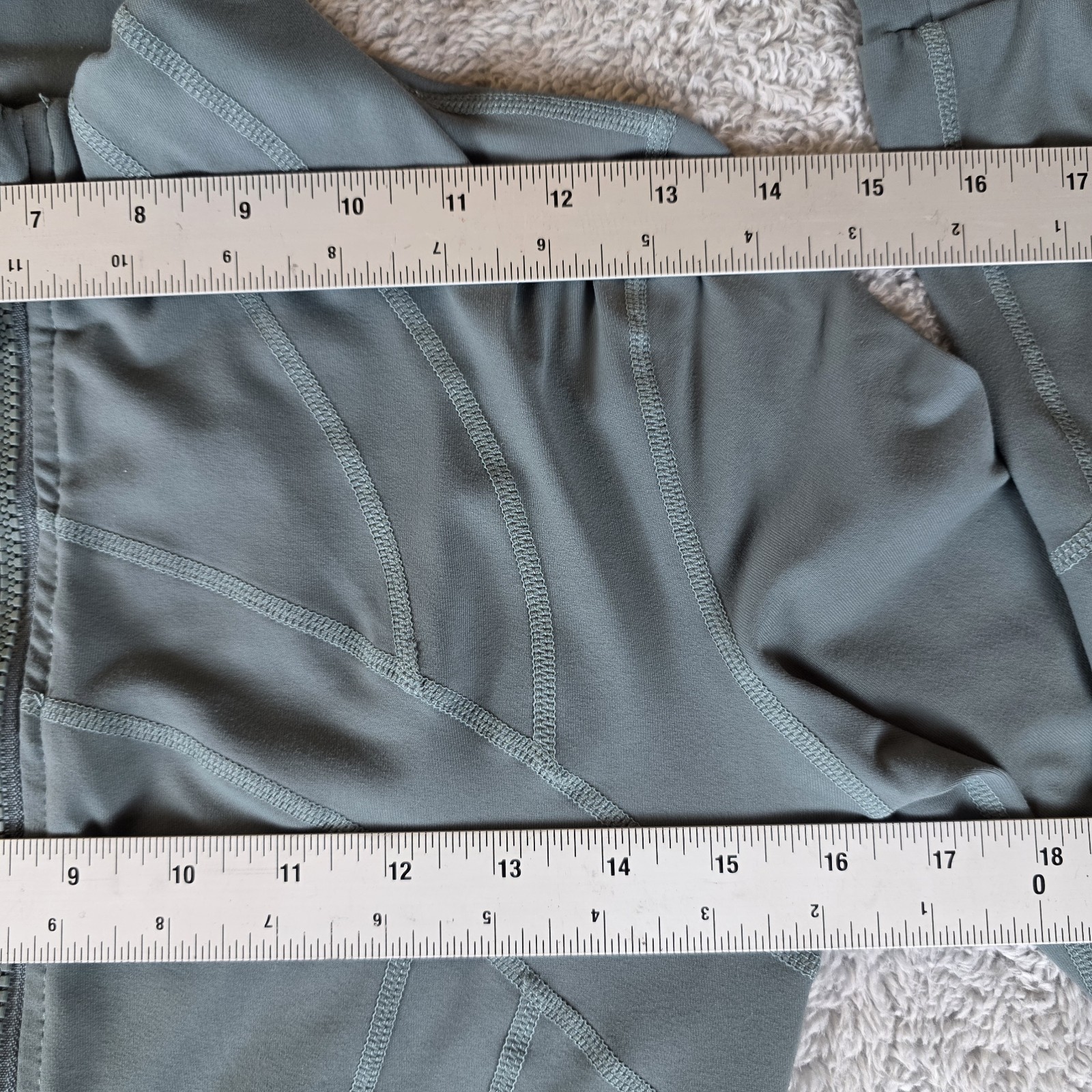 Lululemon Define Jacket Grey Eucalyptus Nulu Full Zip Green Grey Sz 6 16″P2P