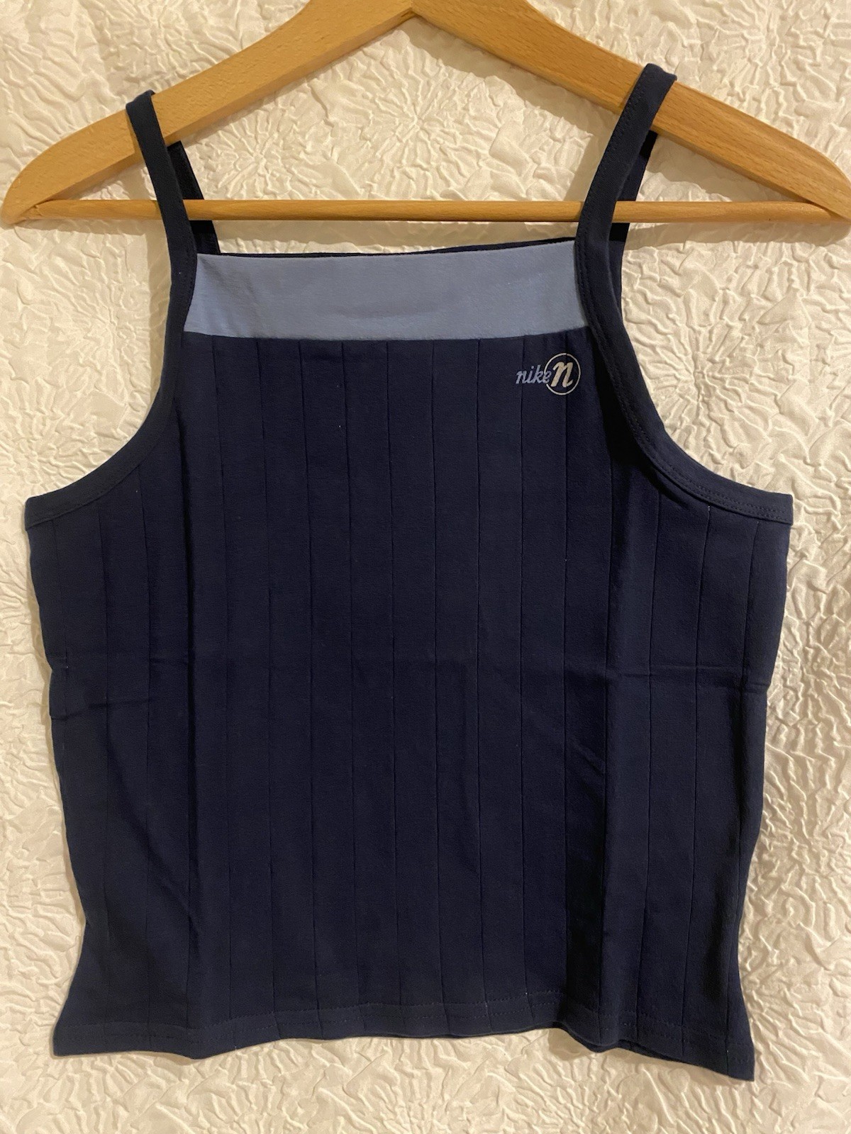 NIKE 90s Y2K Dead Stock Navy Blue Cami T Shirt Tank Top Red Label RARE Sz- M,XL