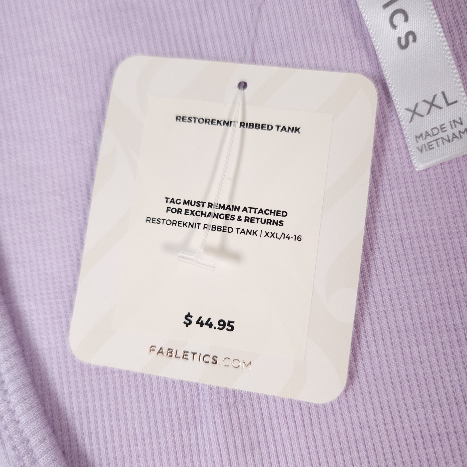 Fabletics Womens Restoreknit Ribbed Tank 2X Lavender Purple NEW